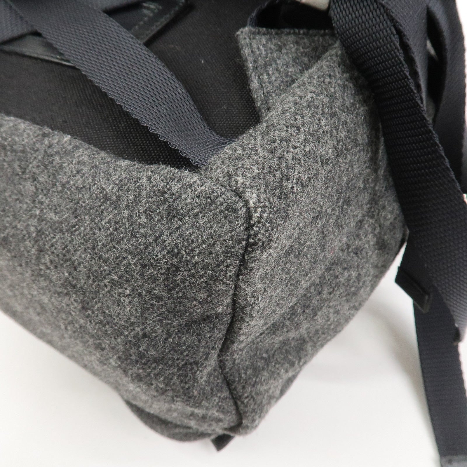 PRADA Triangle Logo Wool Canvas Backpack Rucksack Gray V203R