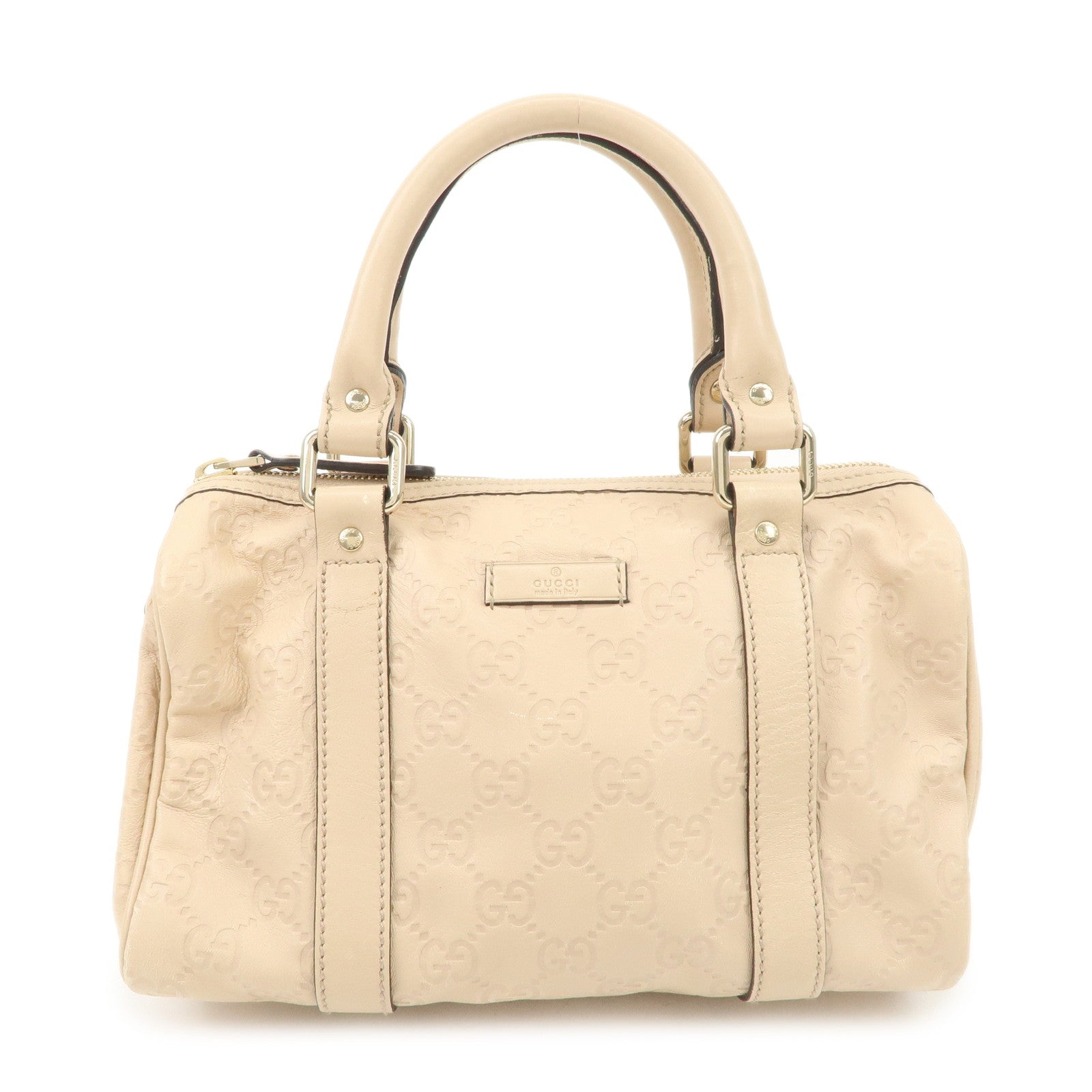 GUCCI Guccissima Leather Mini Boston Bag Pink Beige 193604