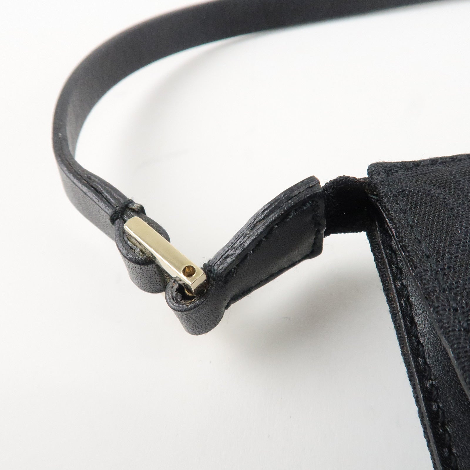 Ferragamo Ganchini Canvas Leather Shoulder Bag Hand Bag Black Used