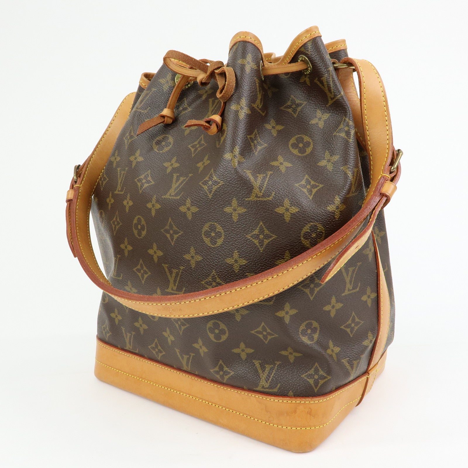 Louis Vuitton Monogram Canvas Leather Noe Shoulder Bag Brown M42224