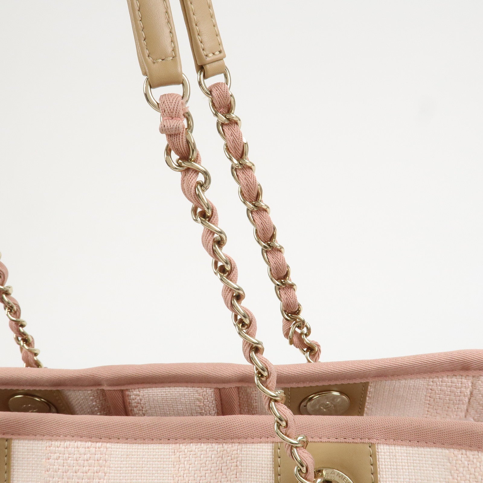 CHANEL Deauville MM Tweed Leather Tote Bag Shoulder Bag A67001