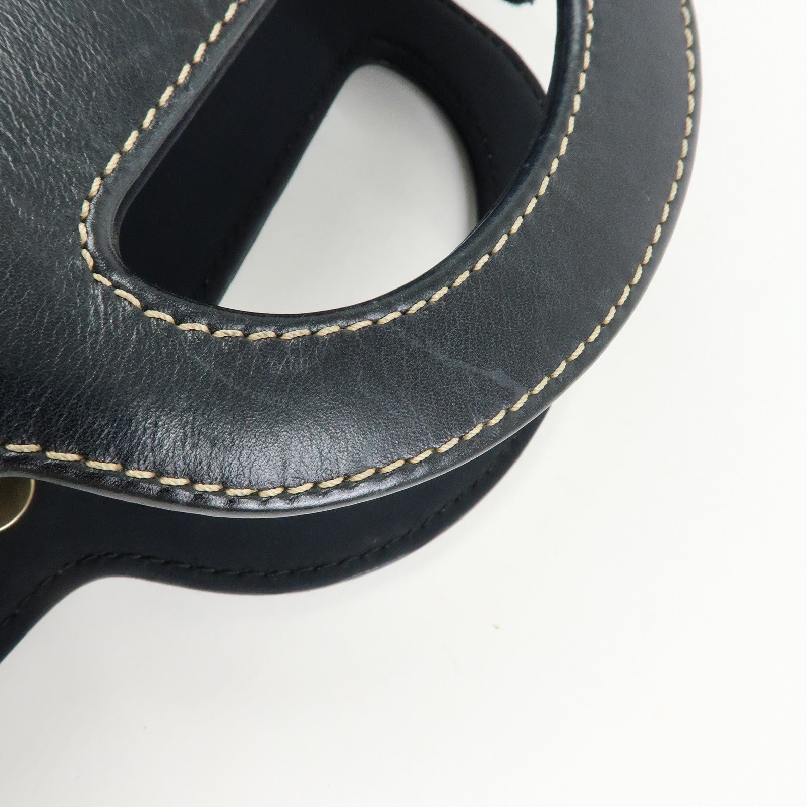 CHANEL COCO Mark Canvas Leather Hand Bag Beige Black