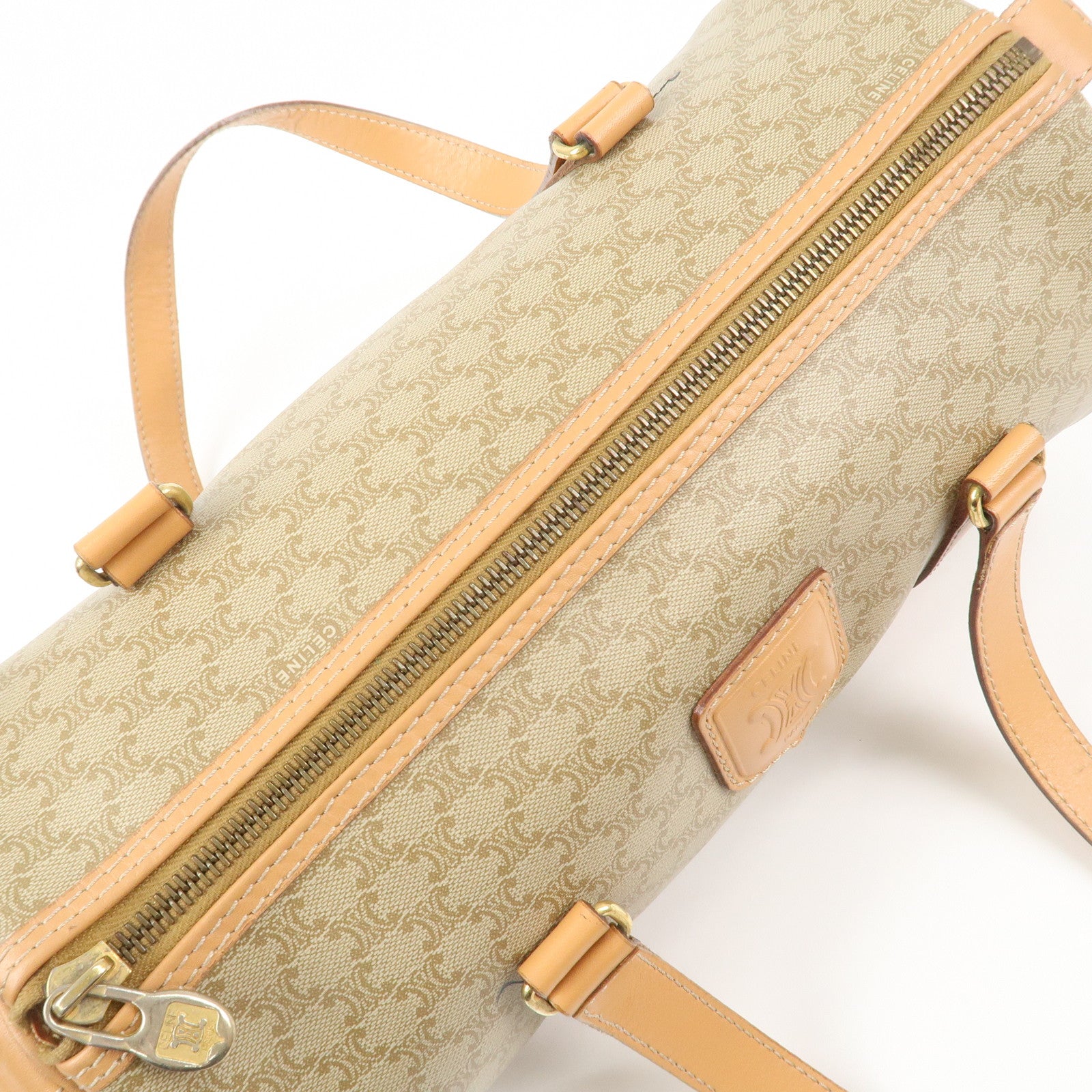 CELINE Macadam PVC Leather Shoulder Bag Hand Bag Beige