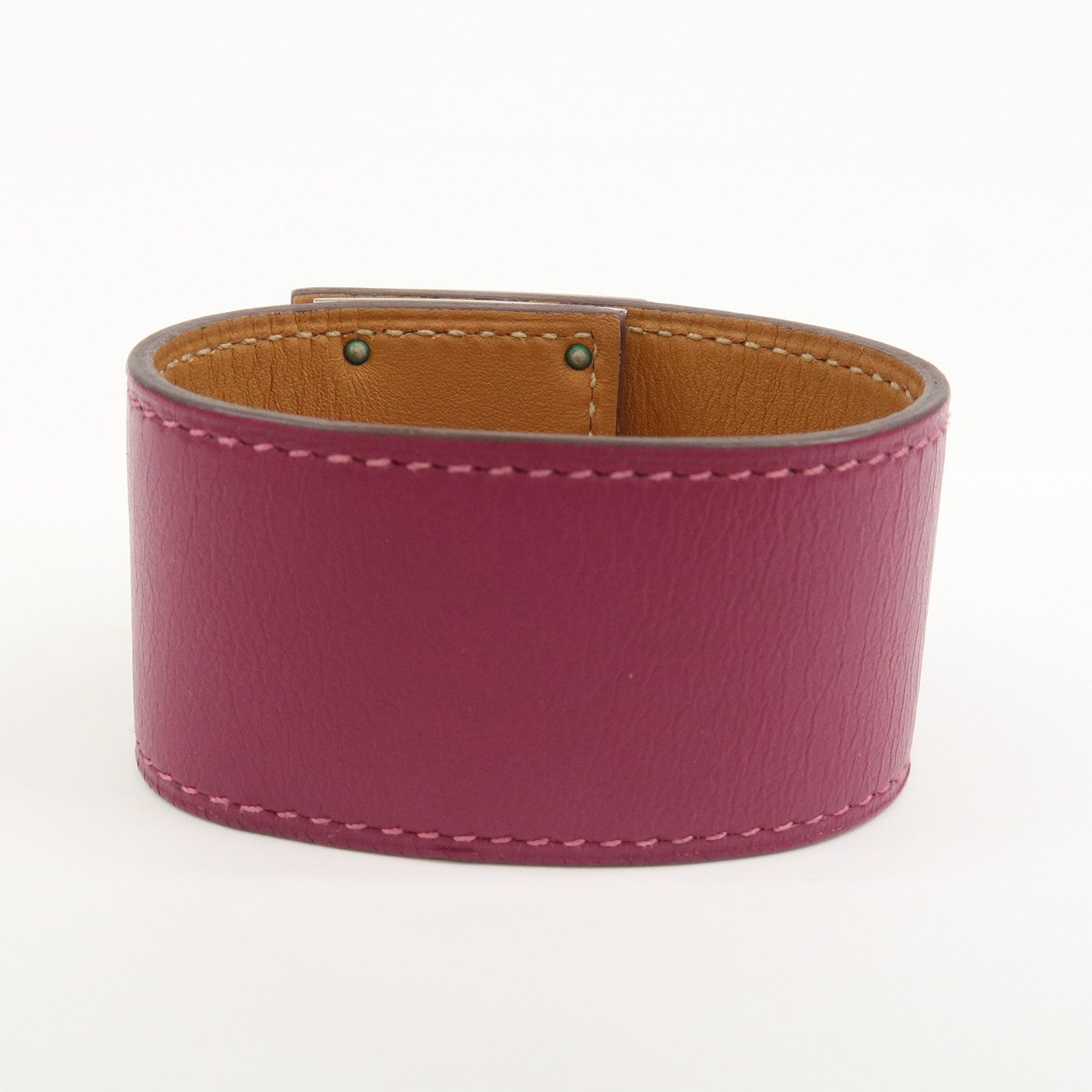 HERMES Kelly Dog Extreme Leather Metal Bracelet □O Stamped Purple