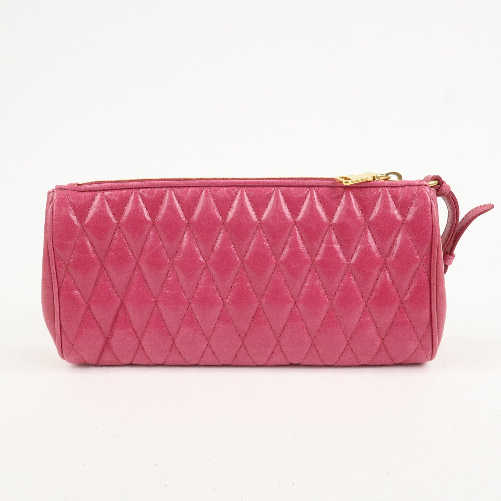 MIU MIU Logo Leather Clutch Bag Pouch Pink 5NE455