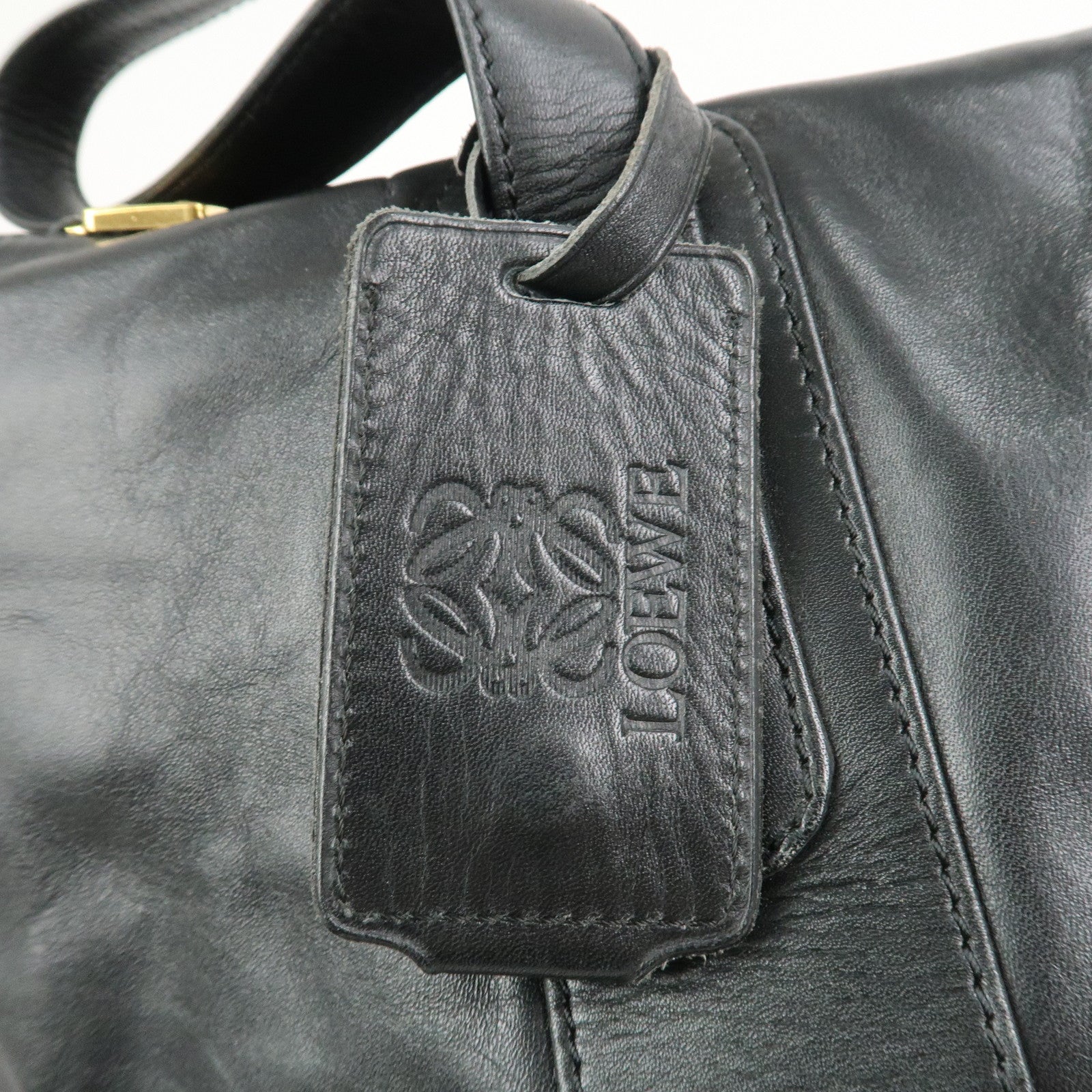 LOEWE Anagram Leather 2Way Bag Boston Bag Shoulder Bag Black