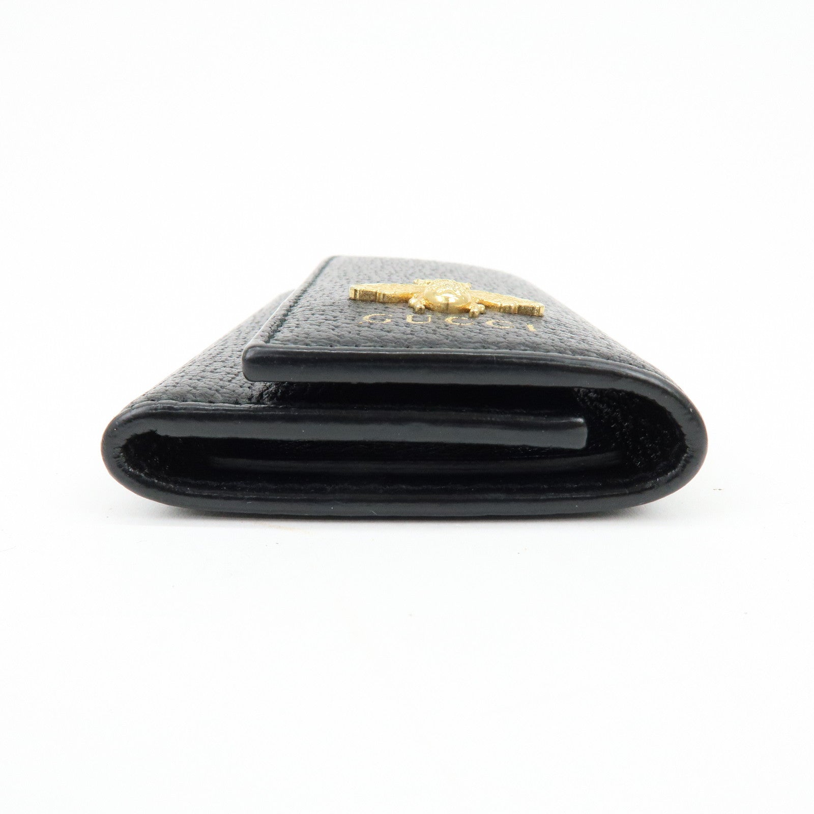 GUCCI Animalier Bee Leather 6 Ring Key Case Key Holder Black 523683