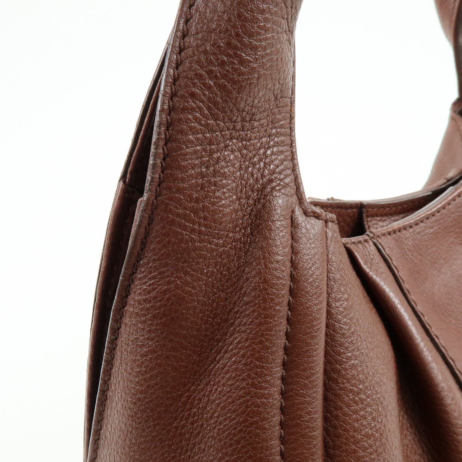 Ferragamo Gancini Leather Shoulder Bag Hand Bag Brown