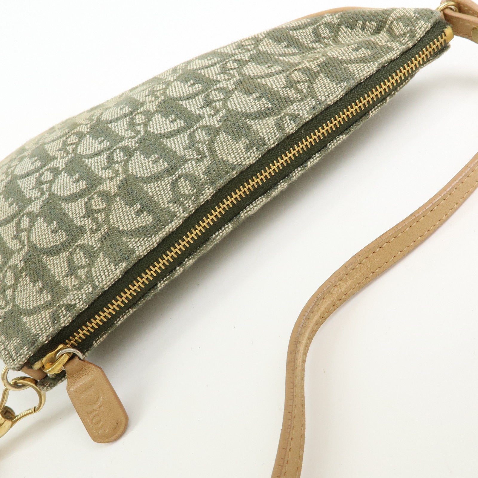 Christian Dior Saddle Trotter Jacquard Leather Hand Bag Green