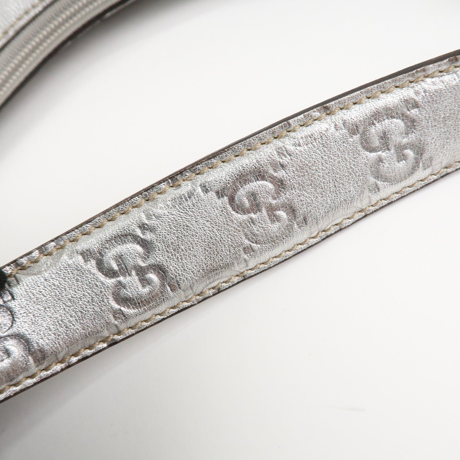 GUCCI Guccissima Leather Shoulder Bag Hand Bag Silver 240020 Used