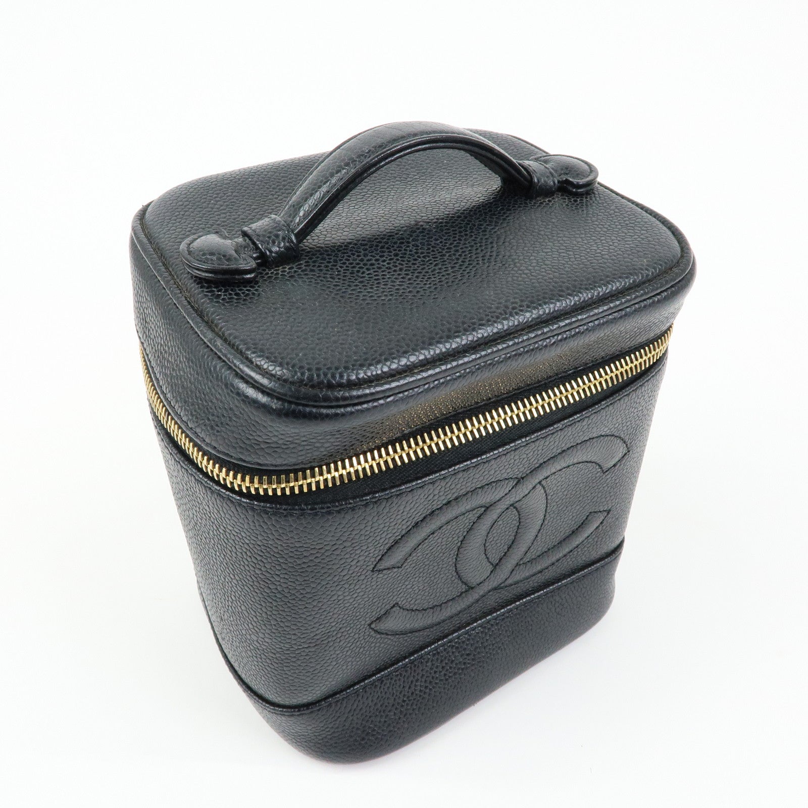 CHANEL COCO Mark Caviarskin Vanity Bag Hand Bag Black A01998
