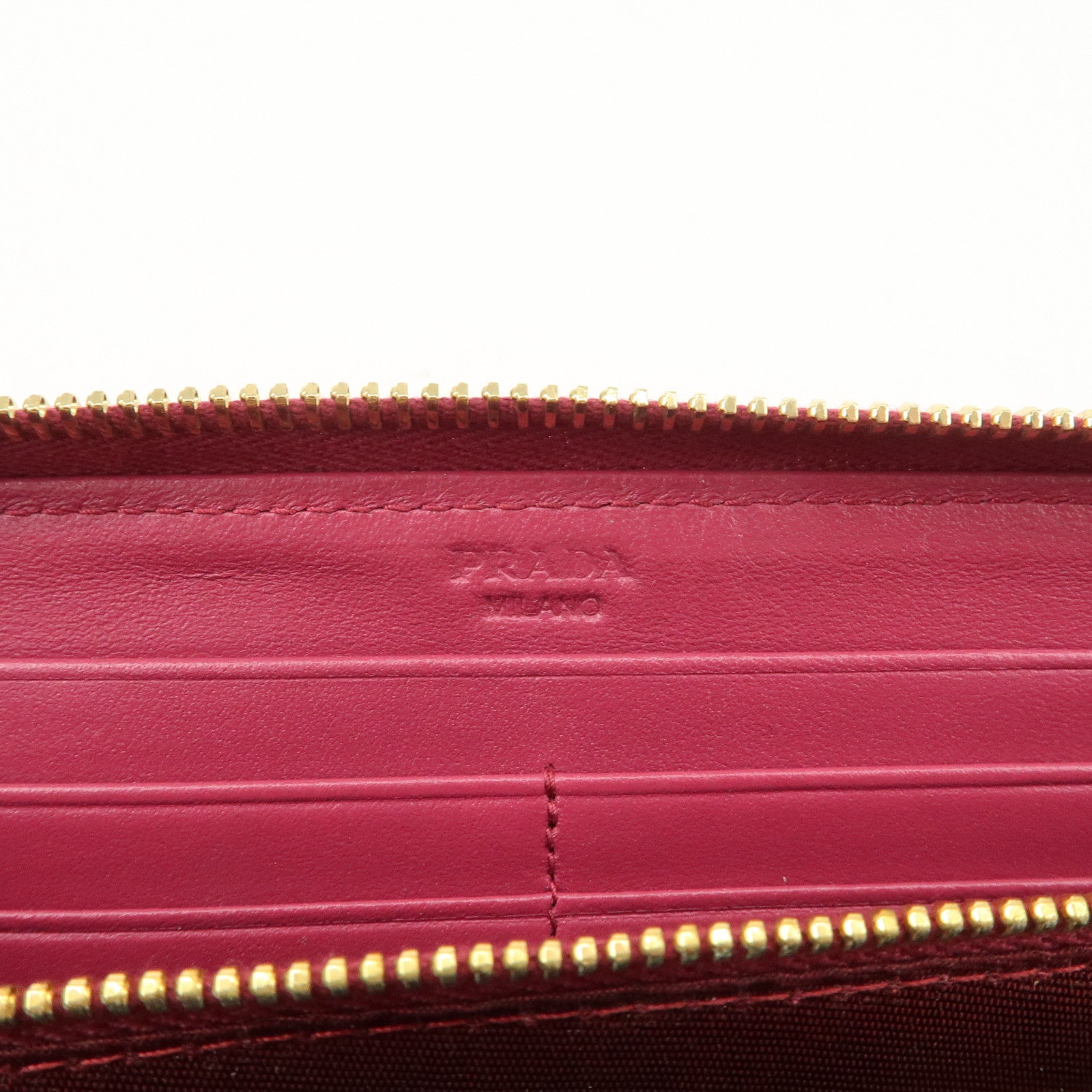 PRADA Nylon Saffiano Leather Round Zippy Long Wallet Pink 1M0506 Used