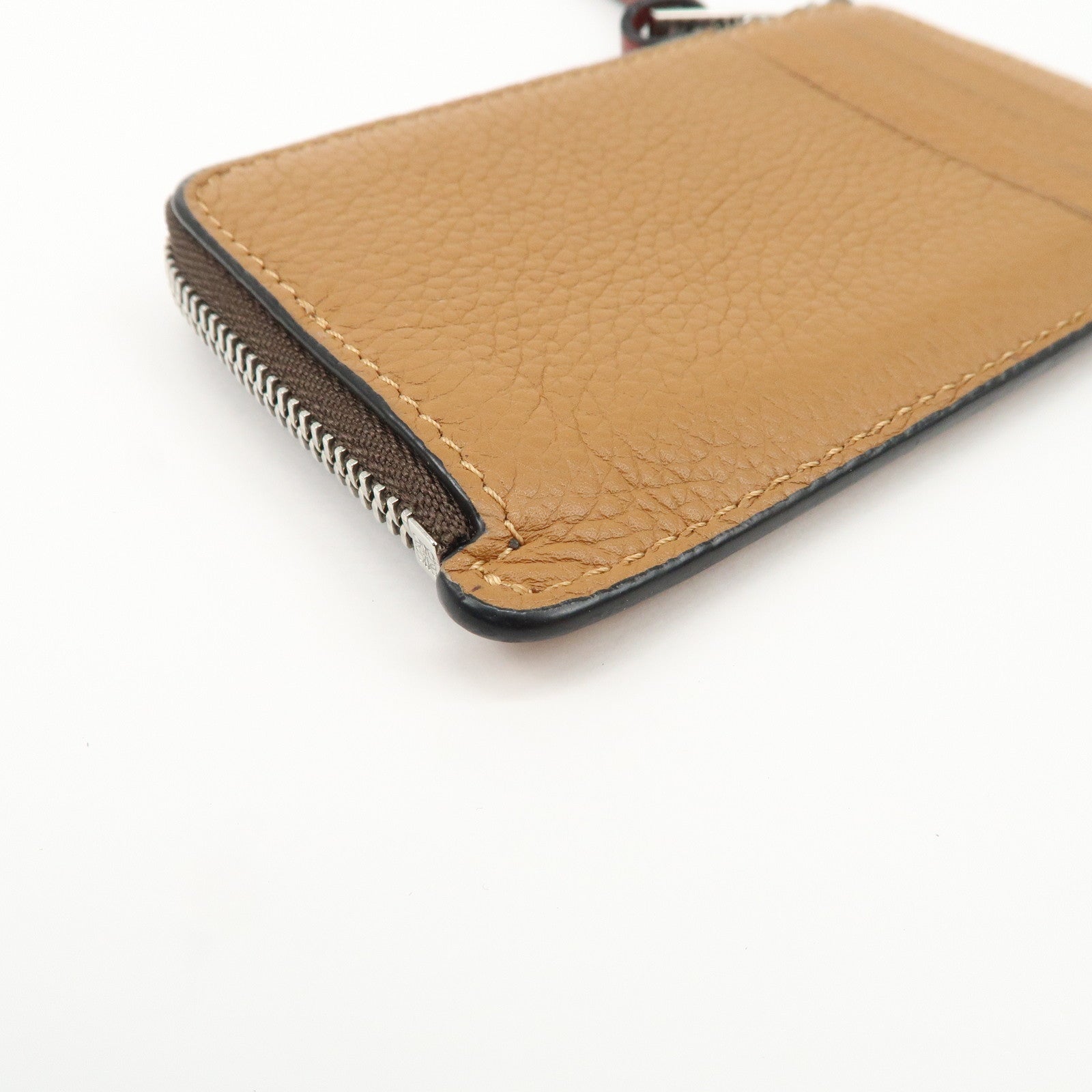 LOEWE Anagram Leather Coin Case Fragment Case Beige Brown