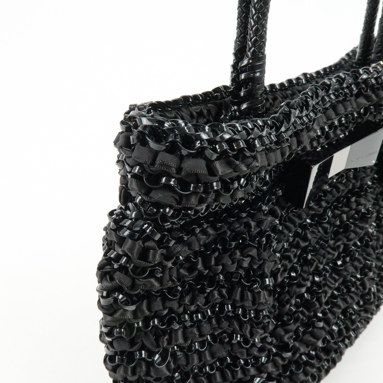 ANTEPRIMA PVC Wire Bag Ribbon 2Way Bag Hand Bag Black