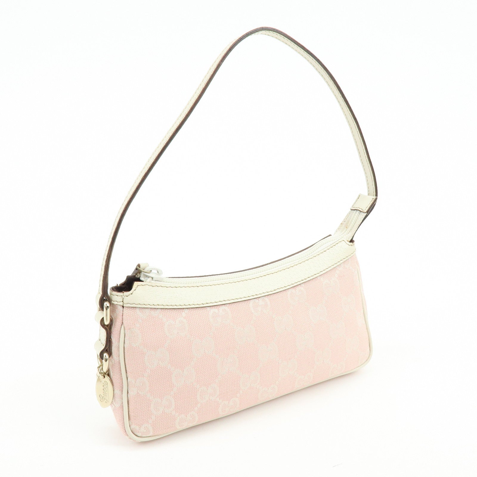 GUCCI GG Canvas Leather Hand Bag Pouch Shoulder Bag Pink 154432