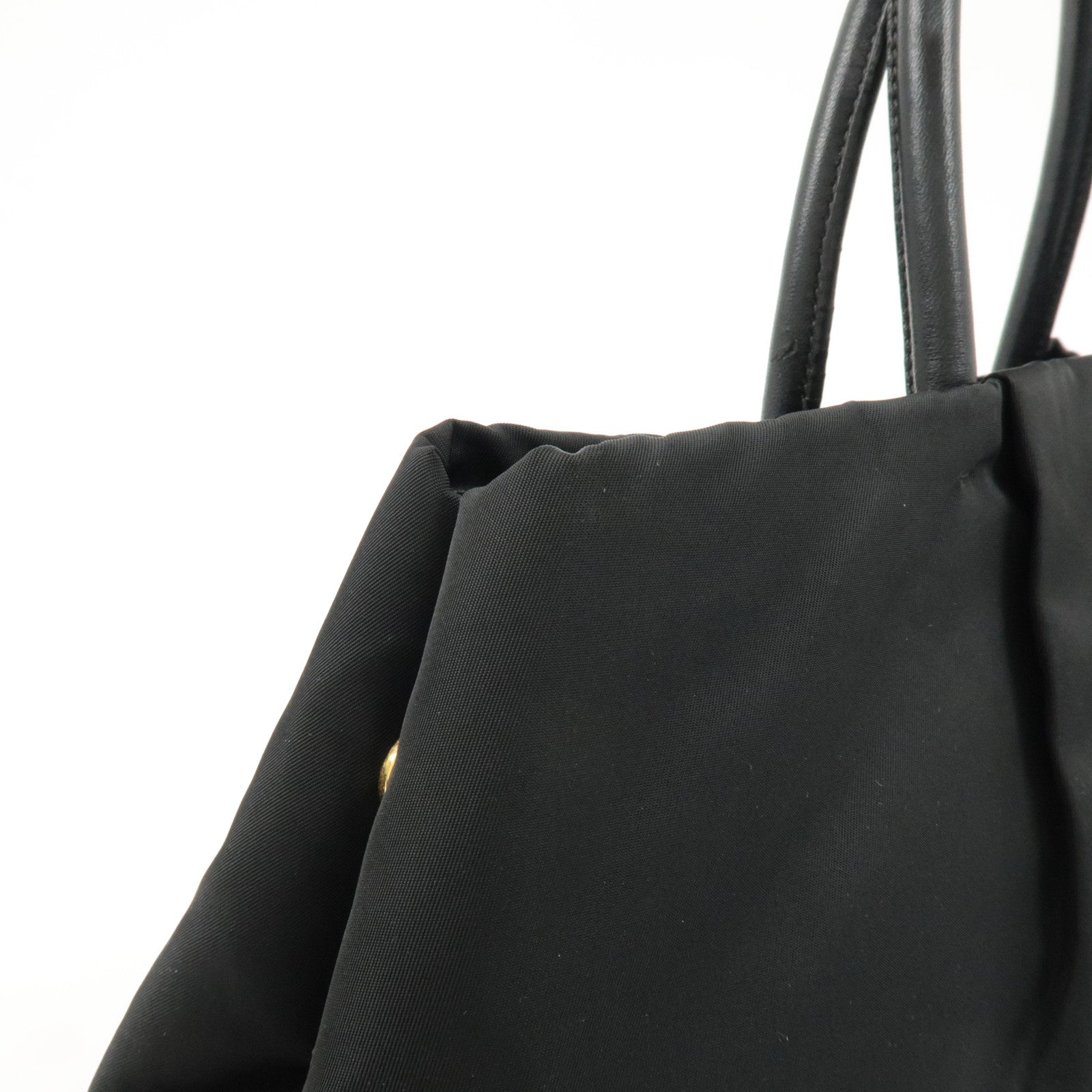 PRADA Nylon Leather Ribbon Hand Bag Tote Bag Black BN1601 Used