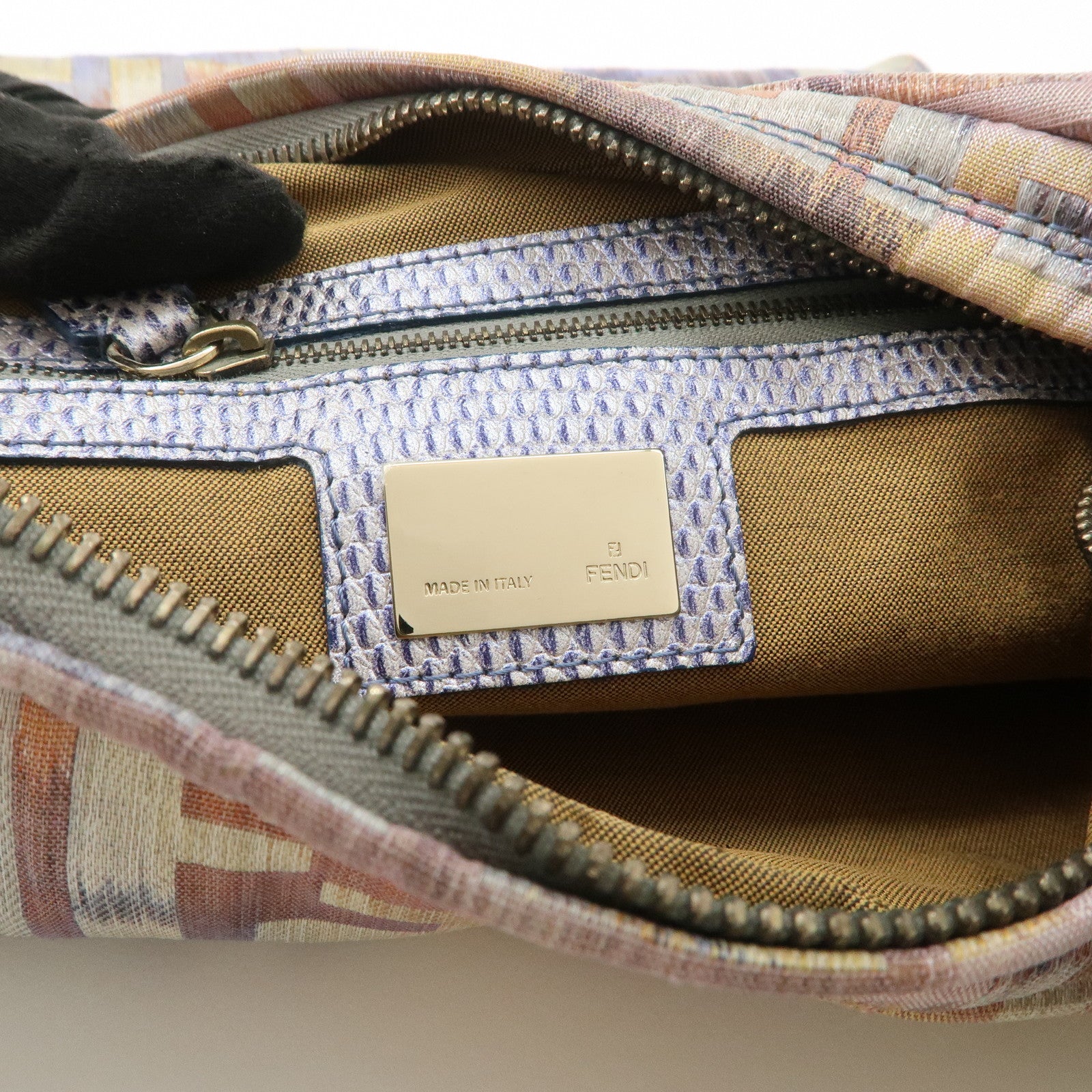 FENDI Zucca Canvas Chain Shoulder Bag Multicolor 8BR581