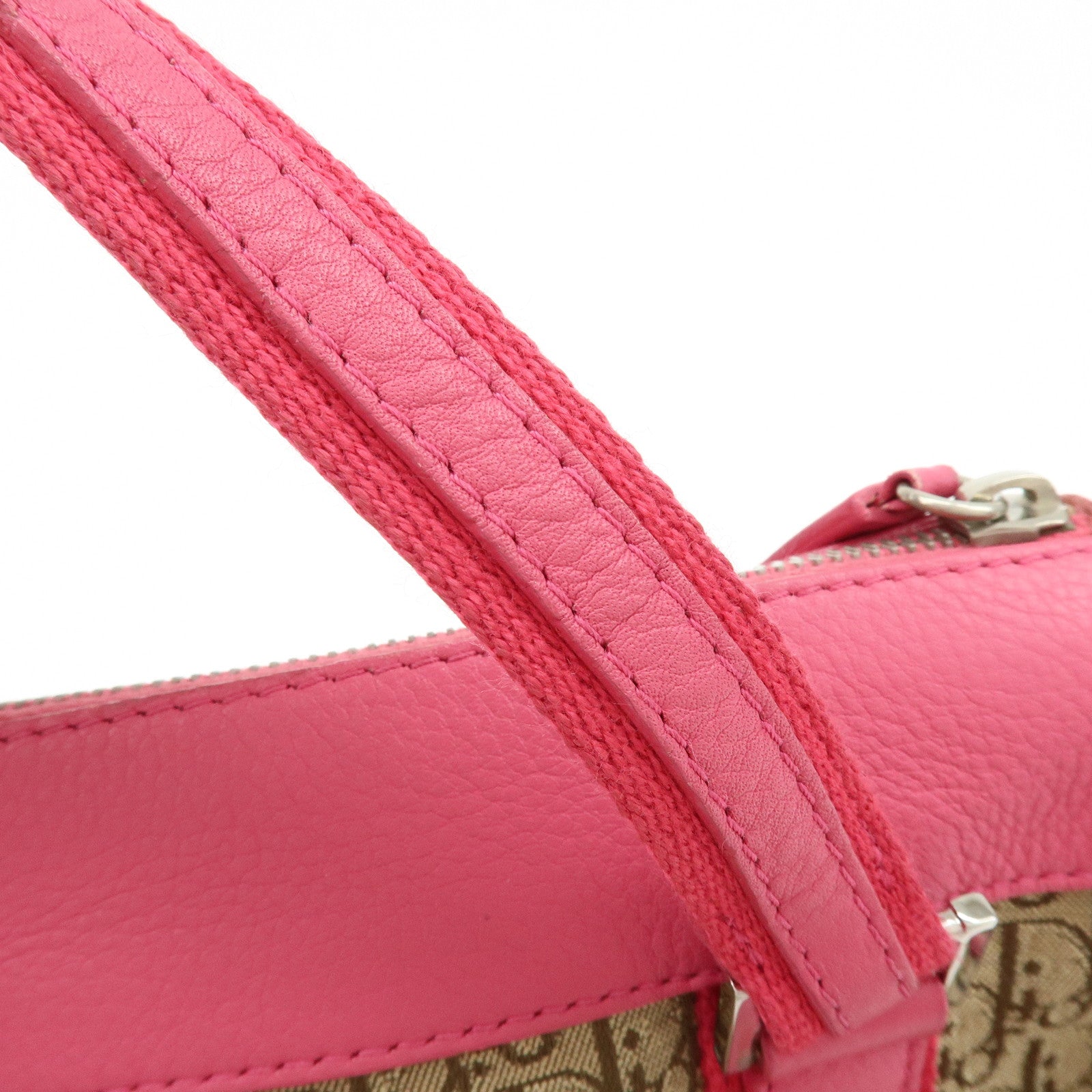 Christian Dior Trotter Street Chic Canvas Leather Boston Bag Pink