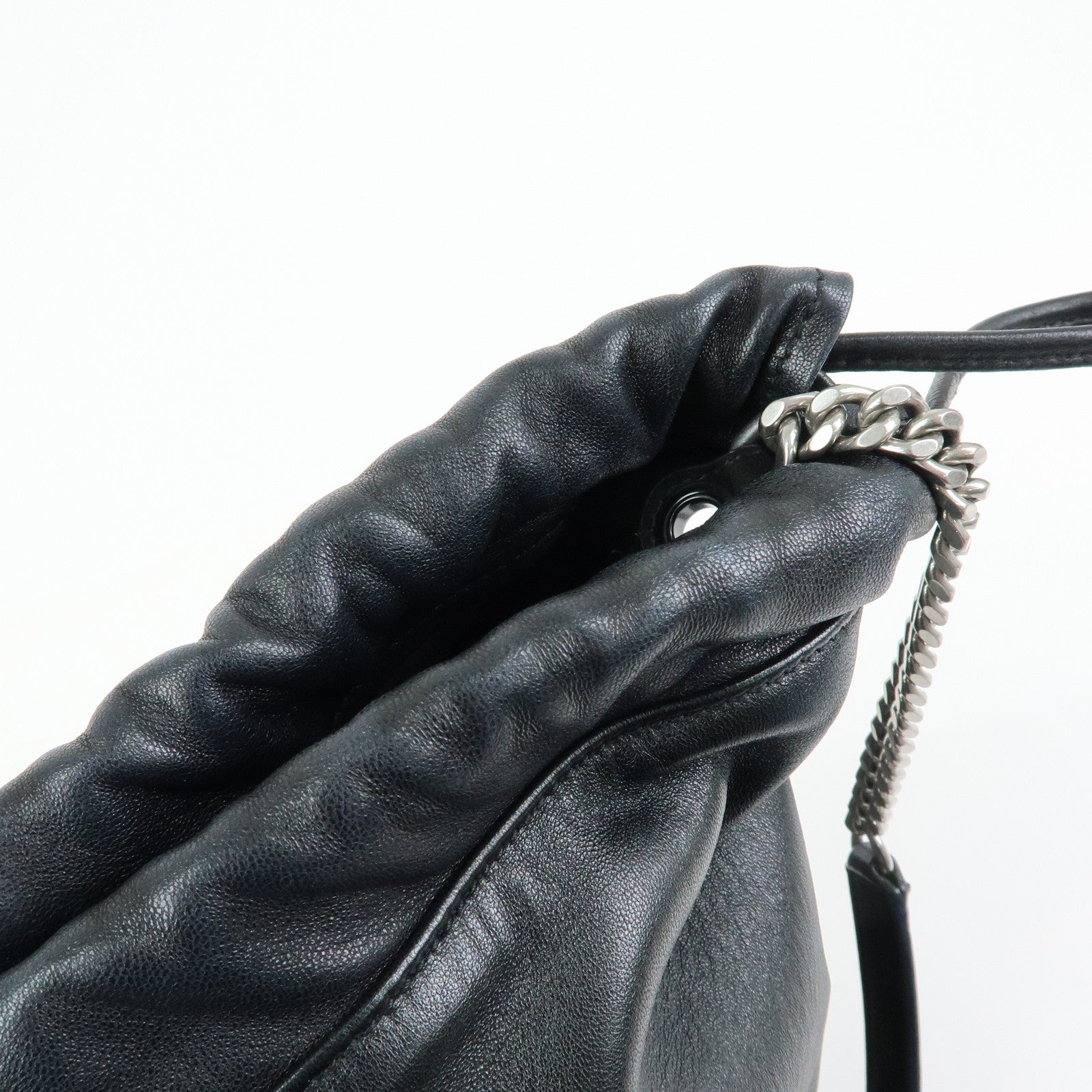 SAINT LAURENT PARIS Teddy Leather Chain Shoulder Bag Black 538447