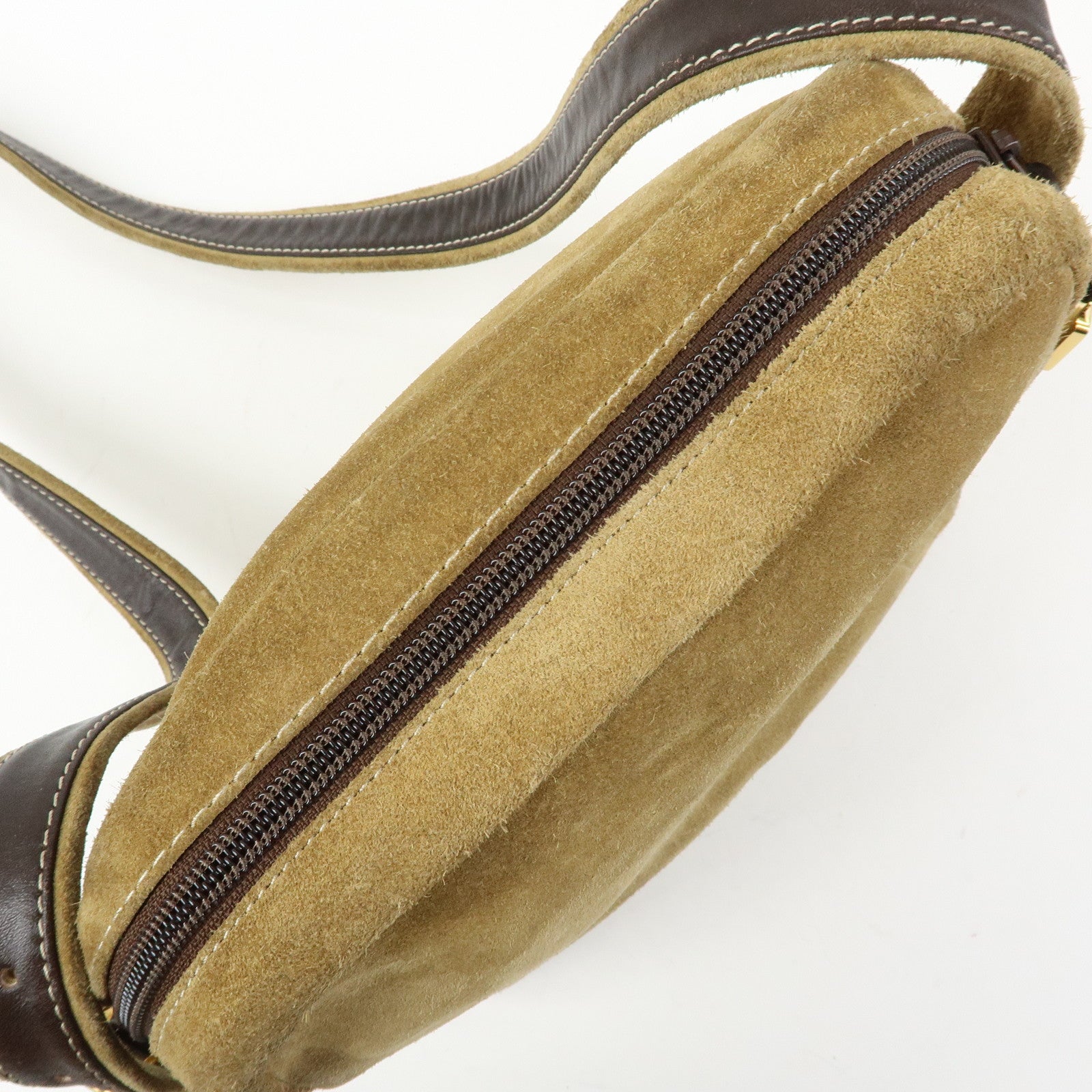 LOEWE Anagram Suede Leather Shoulder Bag Crossbody Bag Beige