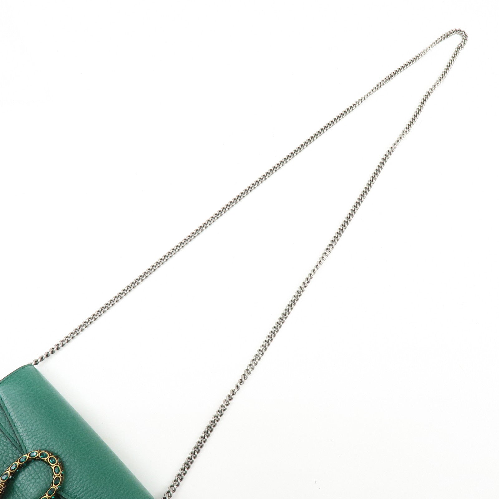 GUCCI Dionysus Super Mini Leather Chain Shoulder Bag Green 476432