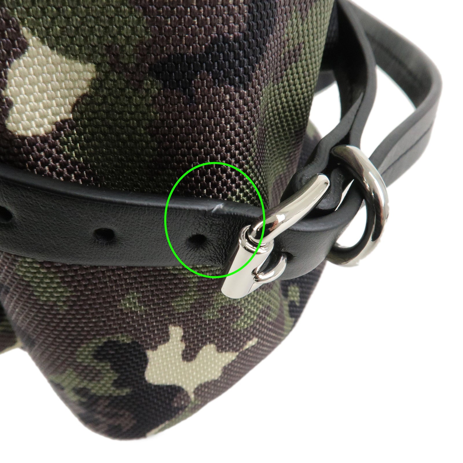 MIU MIU Nylon Canvas Camouflage Backpack Khaki Black 5BZ033