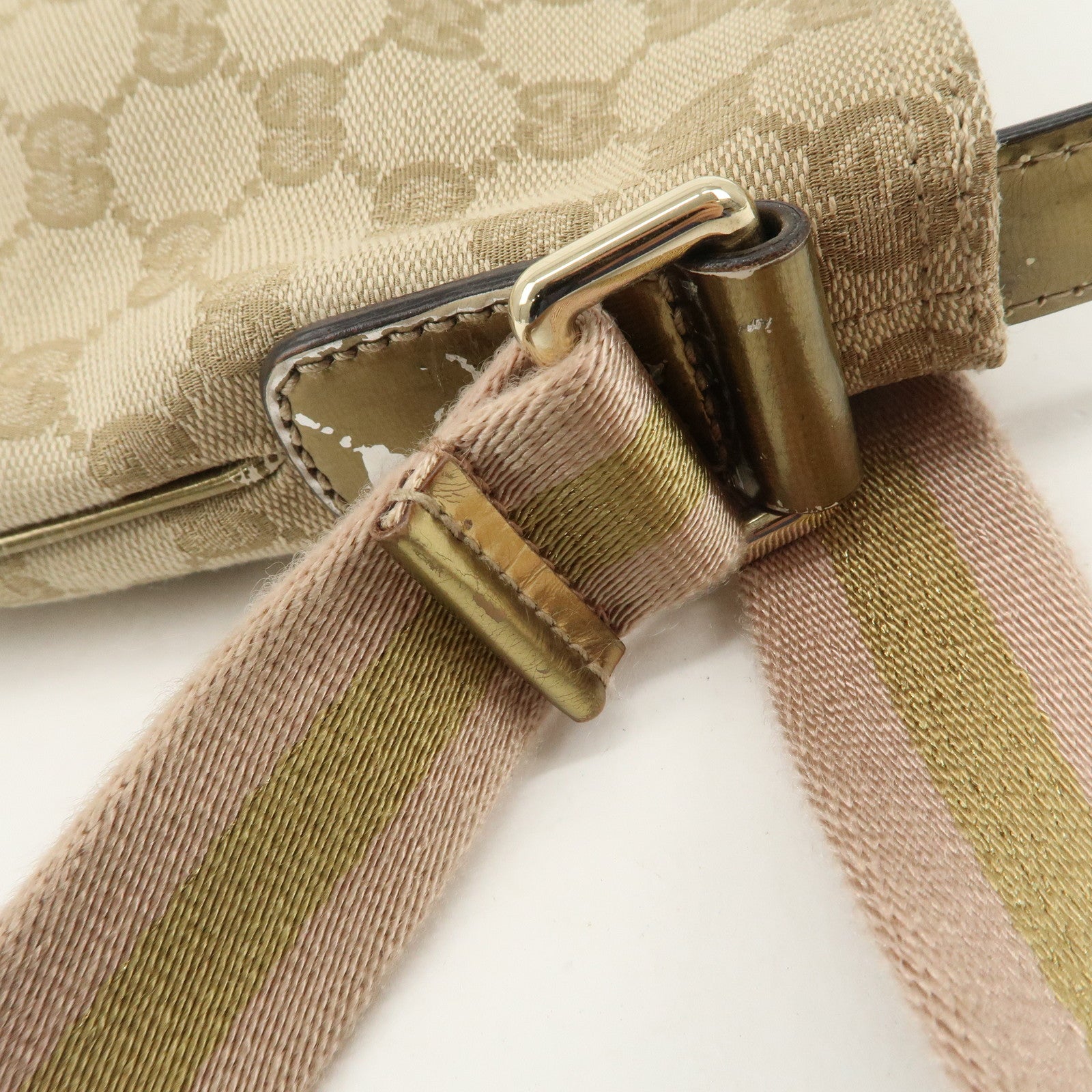 GUCCI Sherry GG Canvas Leather Shoulder Bag Pink Beige 189749 Used