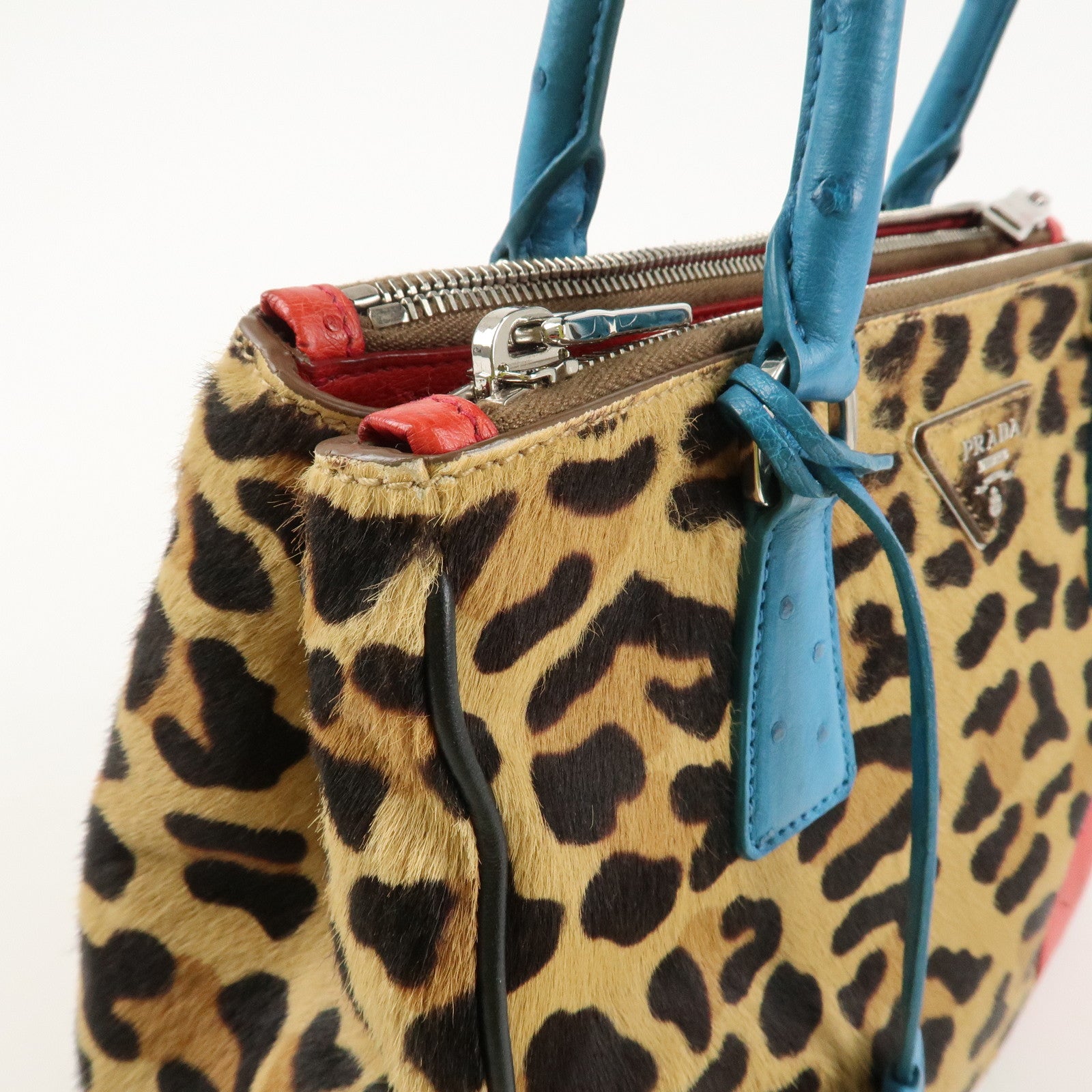 PRADA Galleria Triangle Logo Unborn Calf Leather 2Way Bag 1BA863 Used