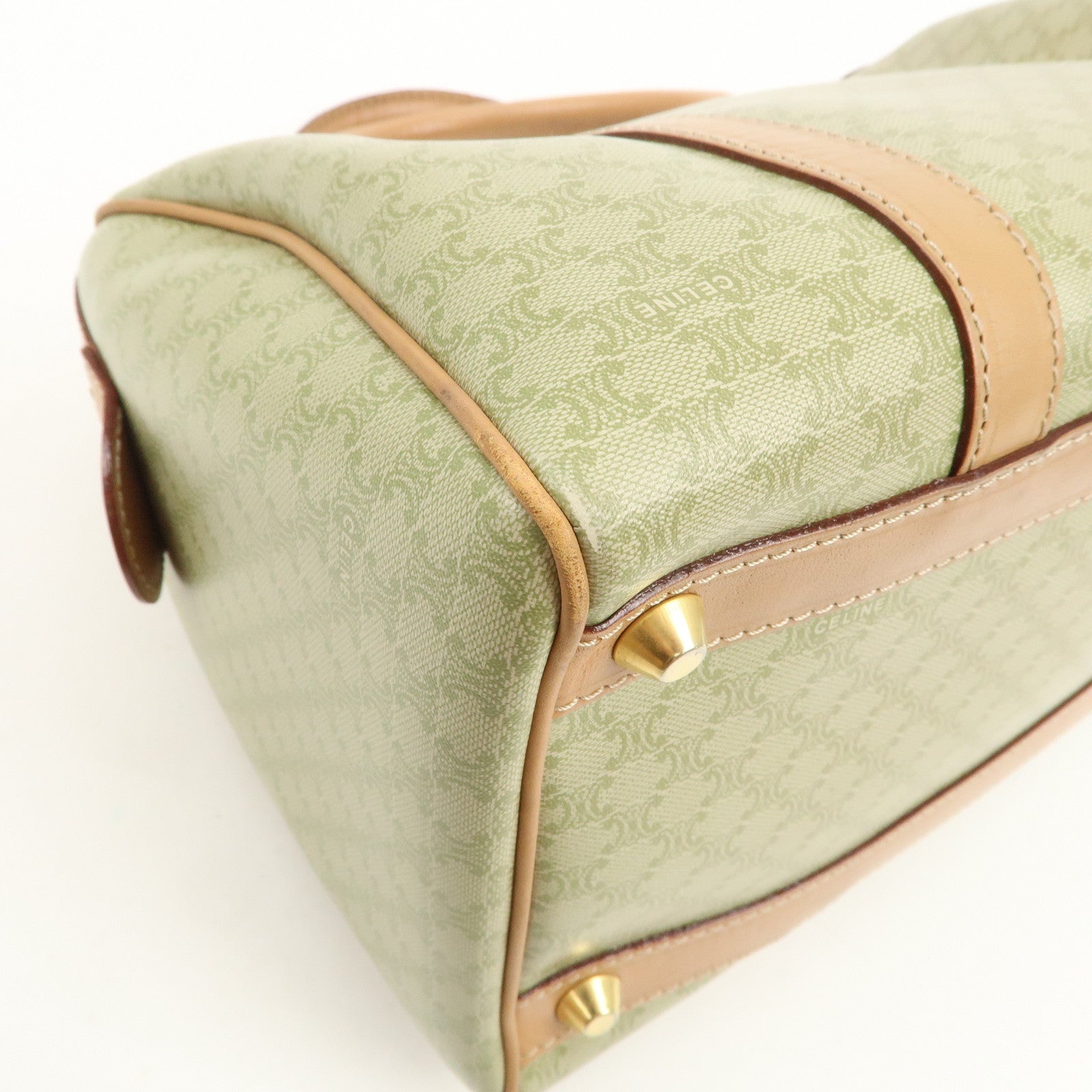 CELINE Macadam Logo PVC Boston Bag Hand Bag Beige