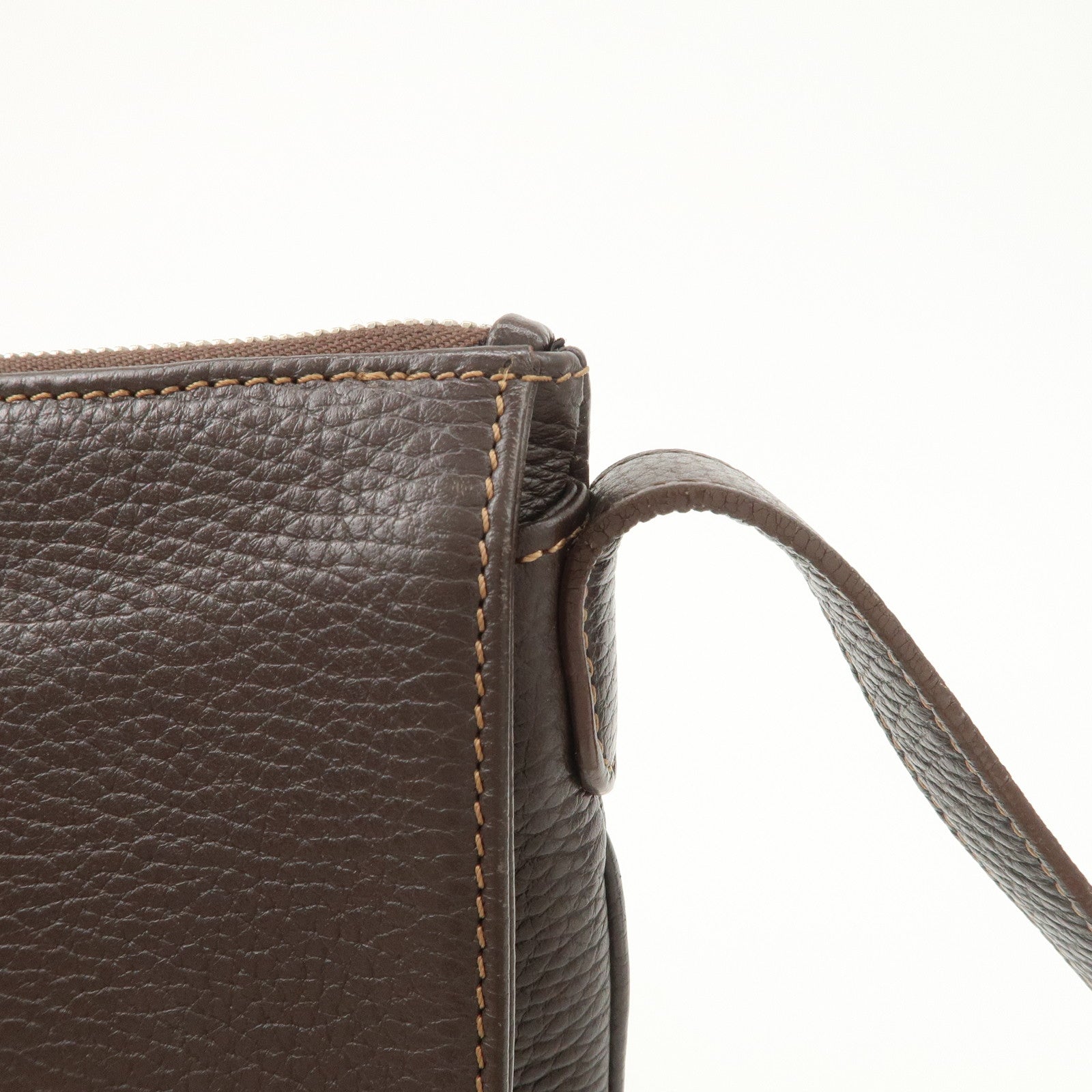 LOEWE Senda Logo Leather Shoulder Bag Crossbody Bag Brown