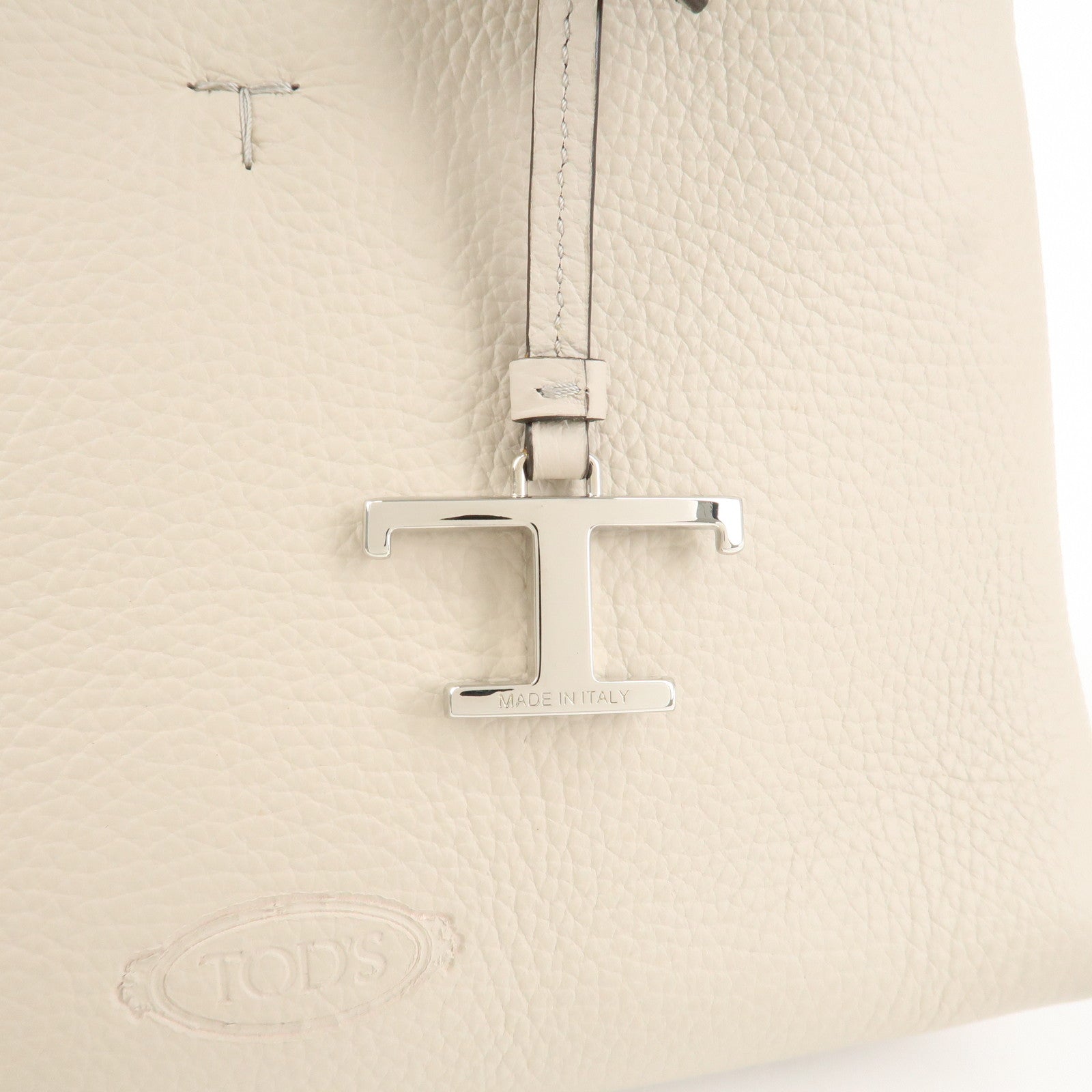 TOD'S T Timeless Micro Leather 2Way Hand Bag Gray Used