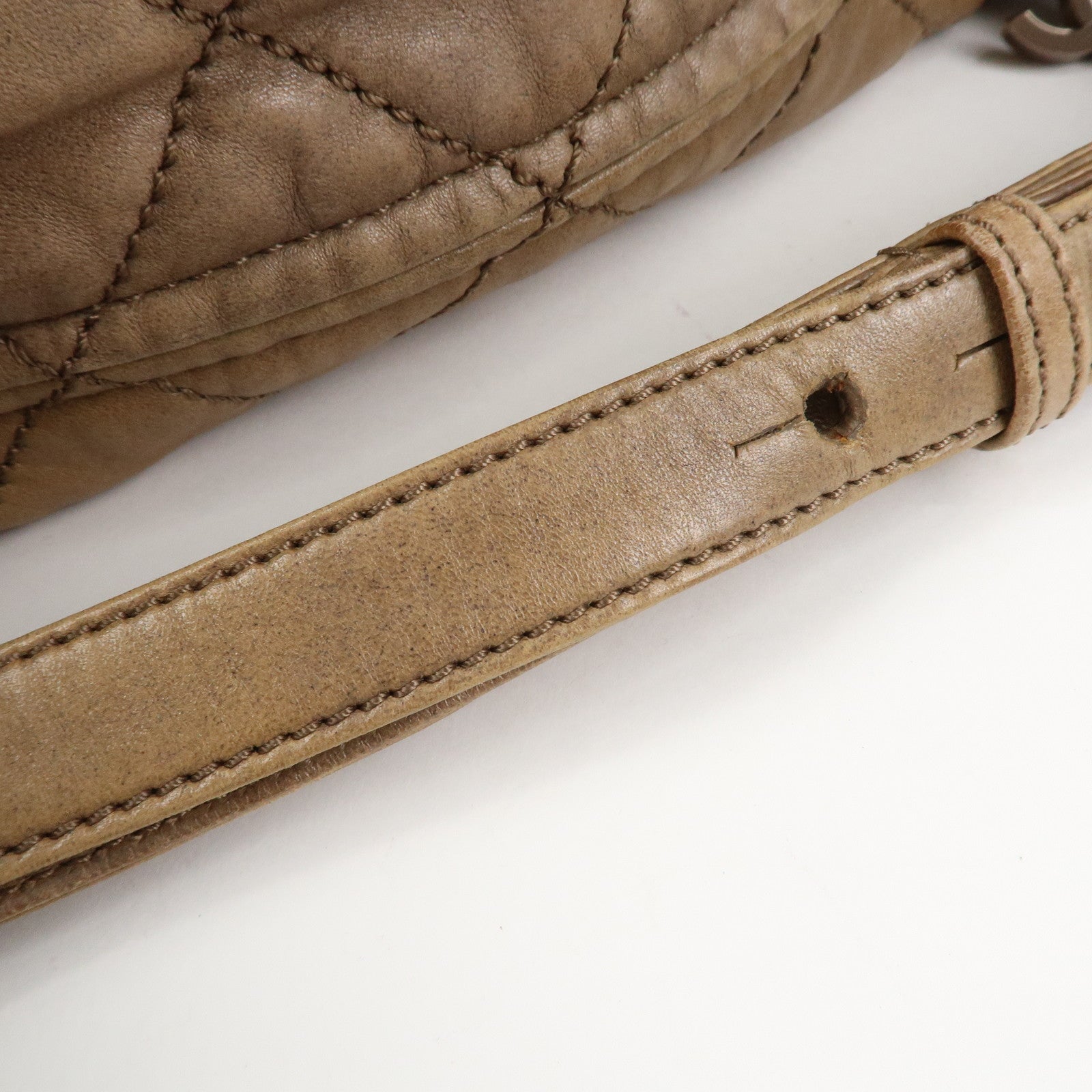 CHANEL Wild Stitch Leather Shoulder Bag Hand Bag Brown Used