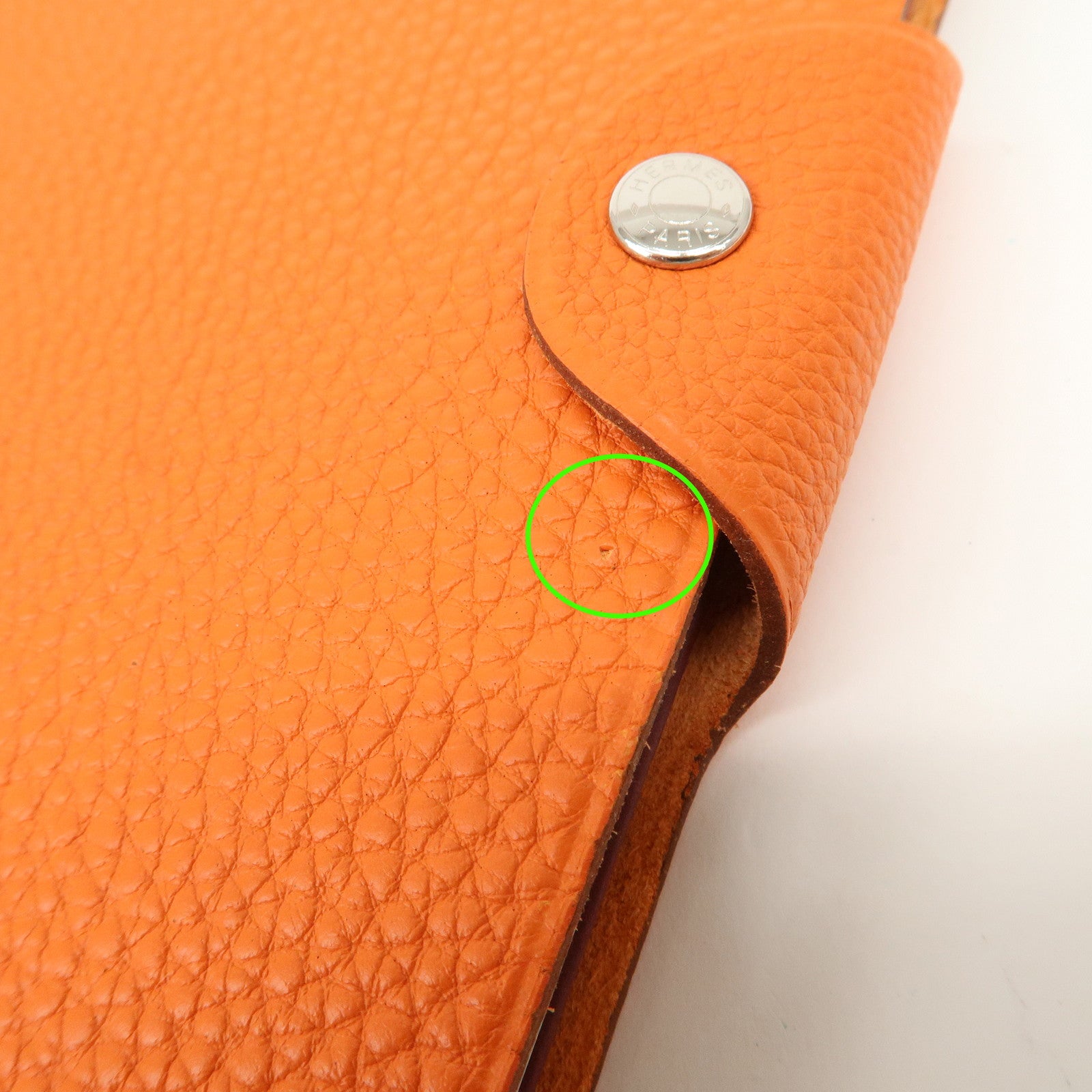 HERMES Togo Leather Ulysse MM □J Stamped Notebook Cover Potiron Orang