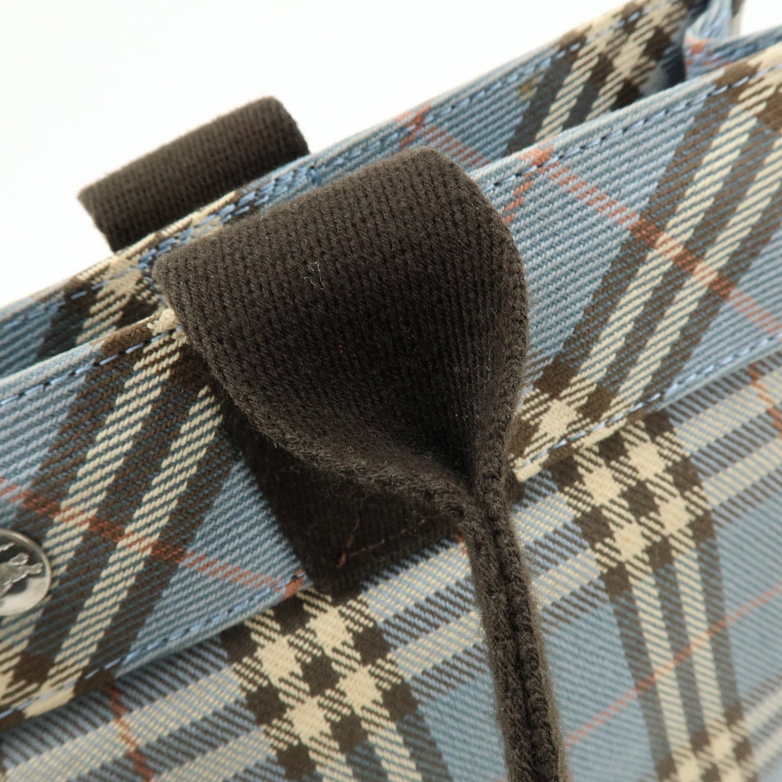 BURBERRY Blue Label Canvas Tote Bag Shoulder Bag Blue Brown