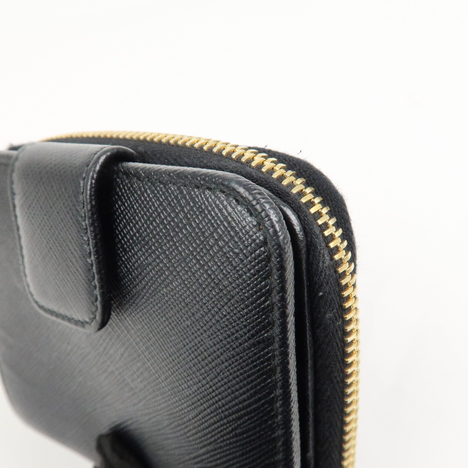 PRADA Saffiano Leather Round Zippy Bi-fold Compact Wallet 1ML522