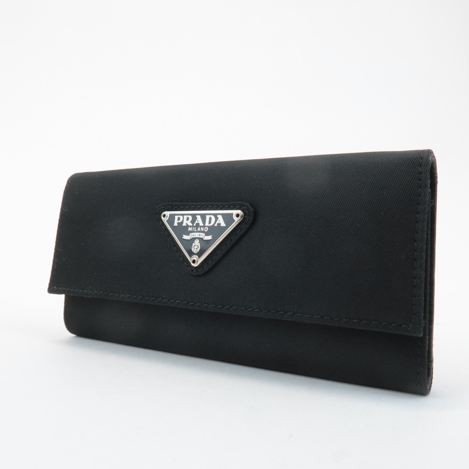 PRADA Triangle Logo Nylon 6 Key Case Key Holder Black M26X Used