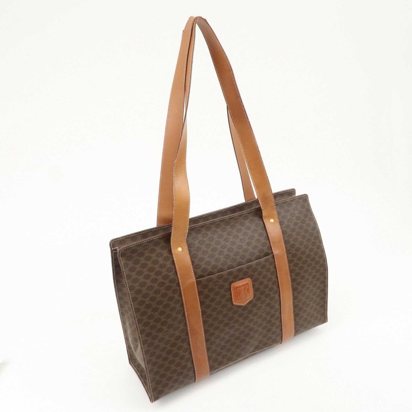 CELINE Macadam PVC Leather Tote Bag Shoulder Bag Brown