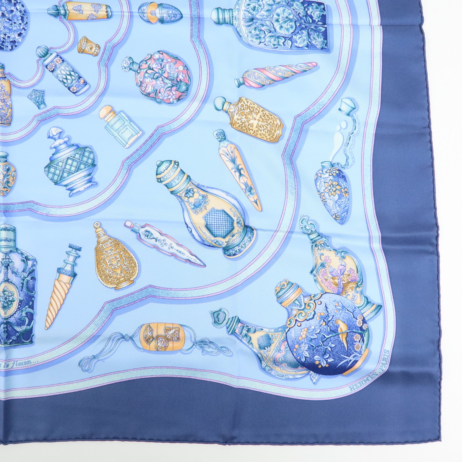 Hermes Carre 90 Silk 100% Scarf Pourvu qu'on ait l'ivresse Navy
