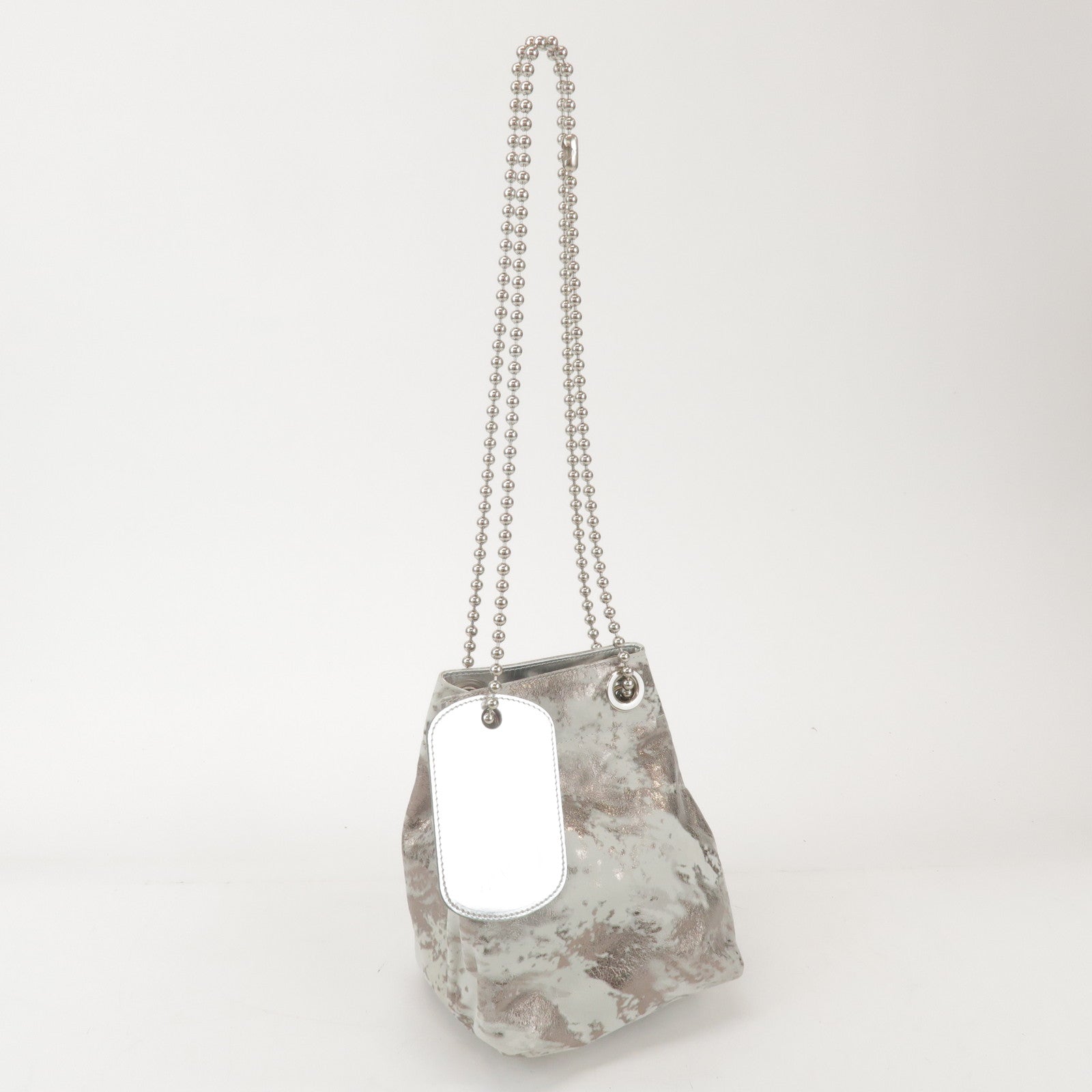 Maison Margiela MM6 Faux Leather Shoulder Bag Silver S41WC0015
