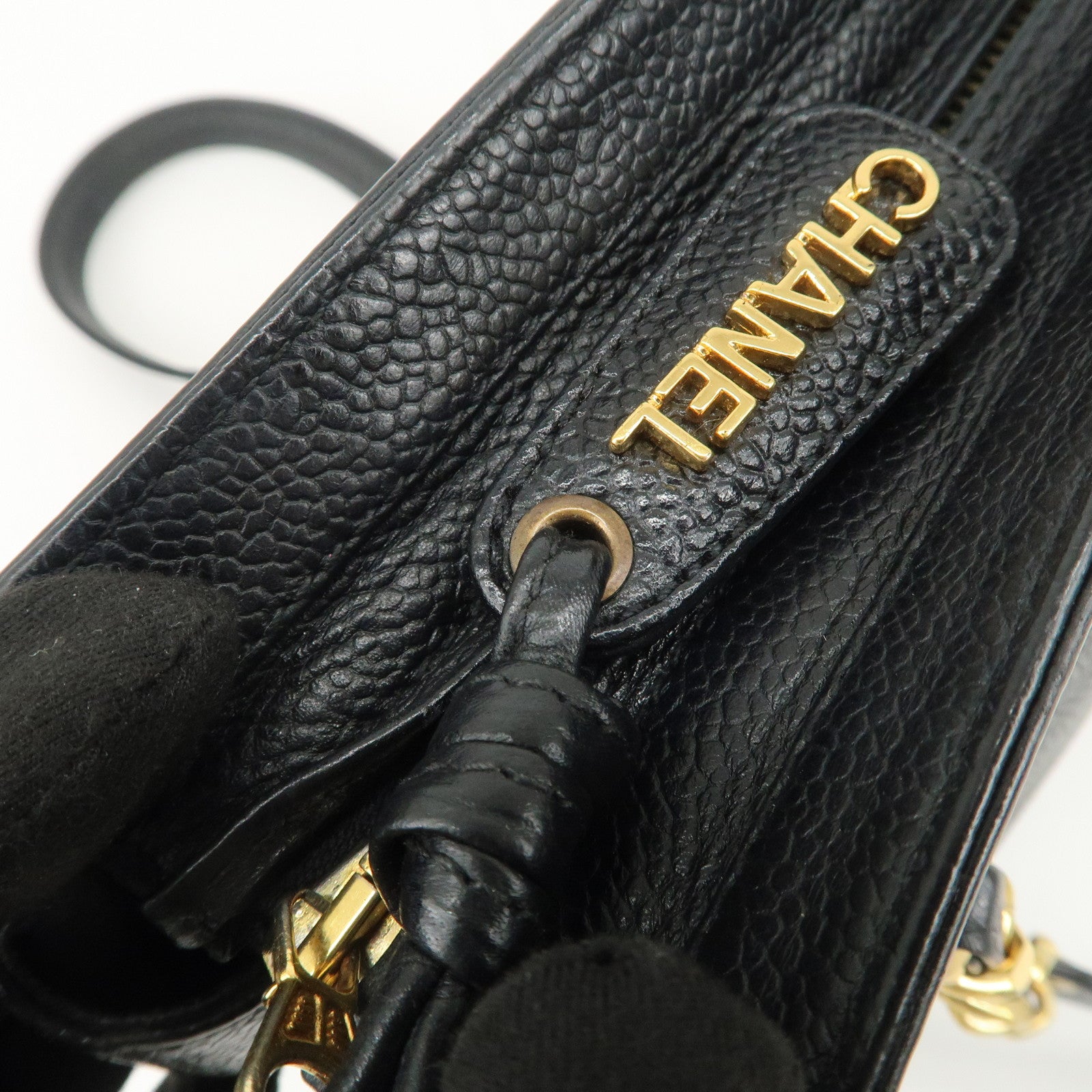 CHANEL Triple COCO Mark Caviarskin Chain Shoulder Bag Black