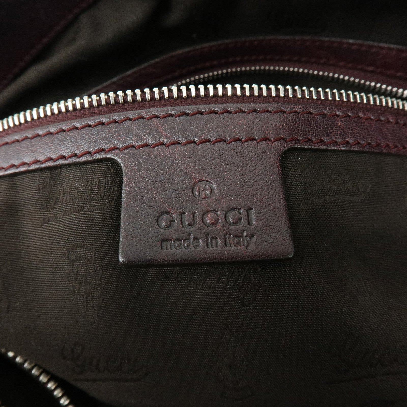 GUCCI Bamboo GG Canvas Leather Tote Hand Bag Beige Purple 232947