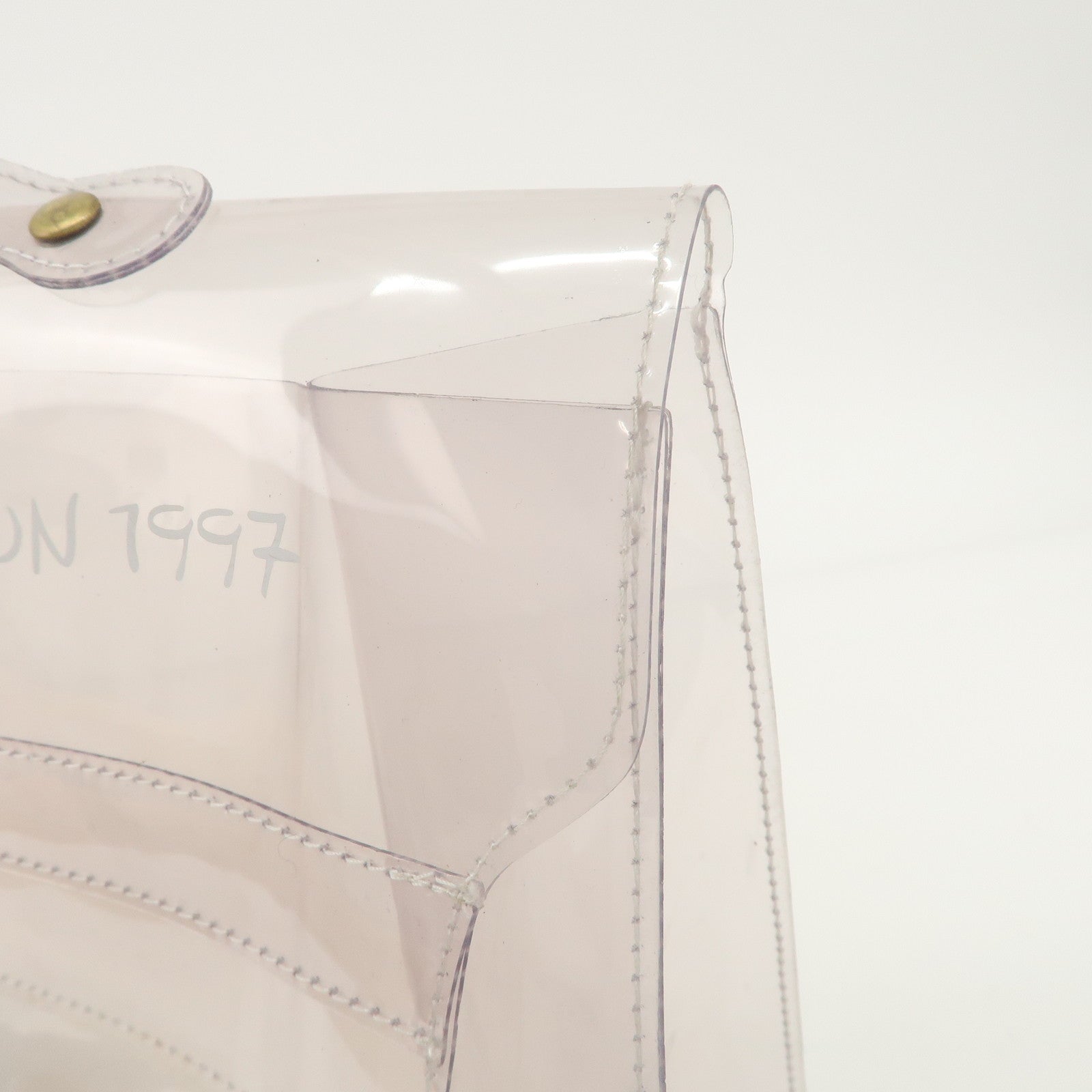 HERMES Kelly Vinyl Hand Bag Clear Transparent Gold Hardware Used