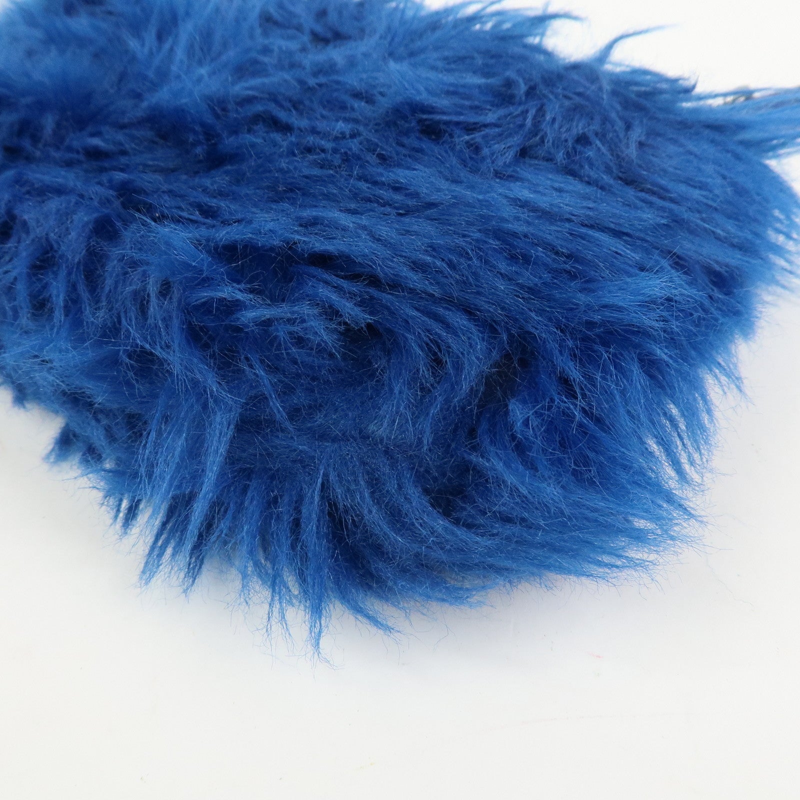 PRADA Triangle Logo Faux Fur Clutch Bag Flat Pouch Blue 1N1530