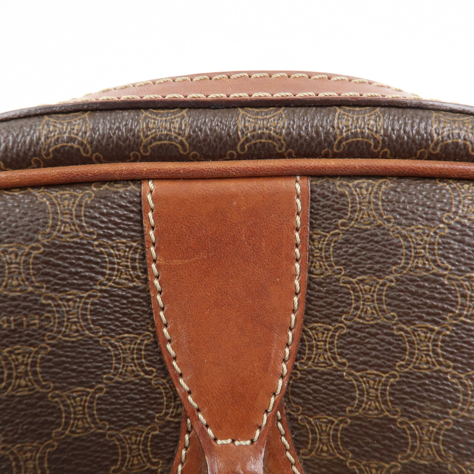 CELINE Macadam PVC Leather Shoulder Bag Brown Gold HDW