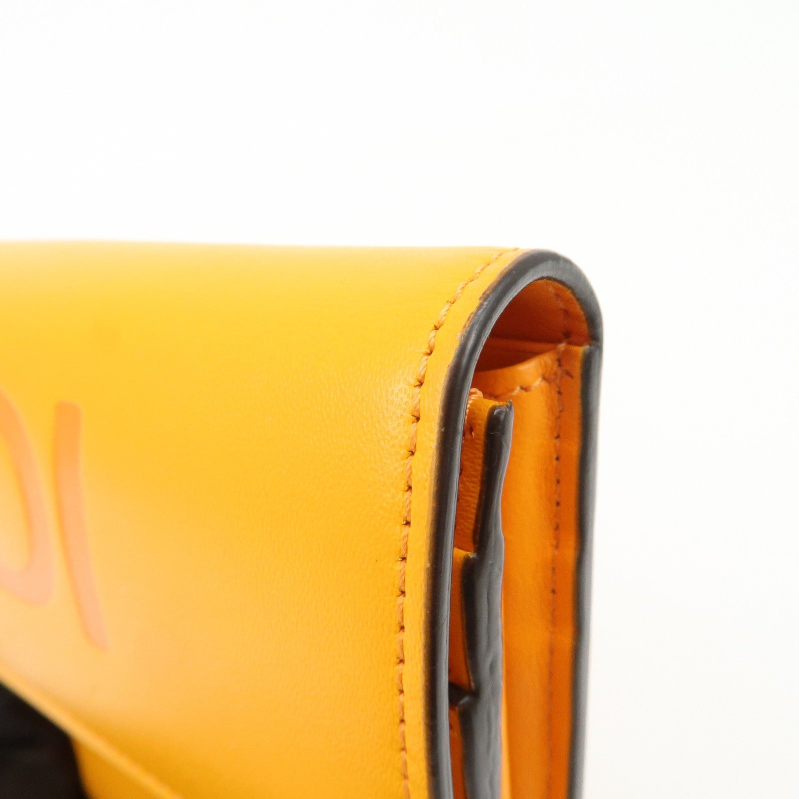 FENDI Logo Leather Long Wallet Orange Gold HDW 8M0251