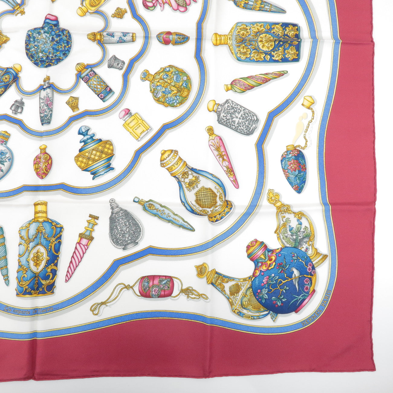 HERMES Carre 90 Silk 100% Scarf Pourvu qu'on ait l'ivresse Bordeaux