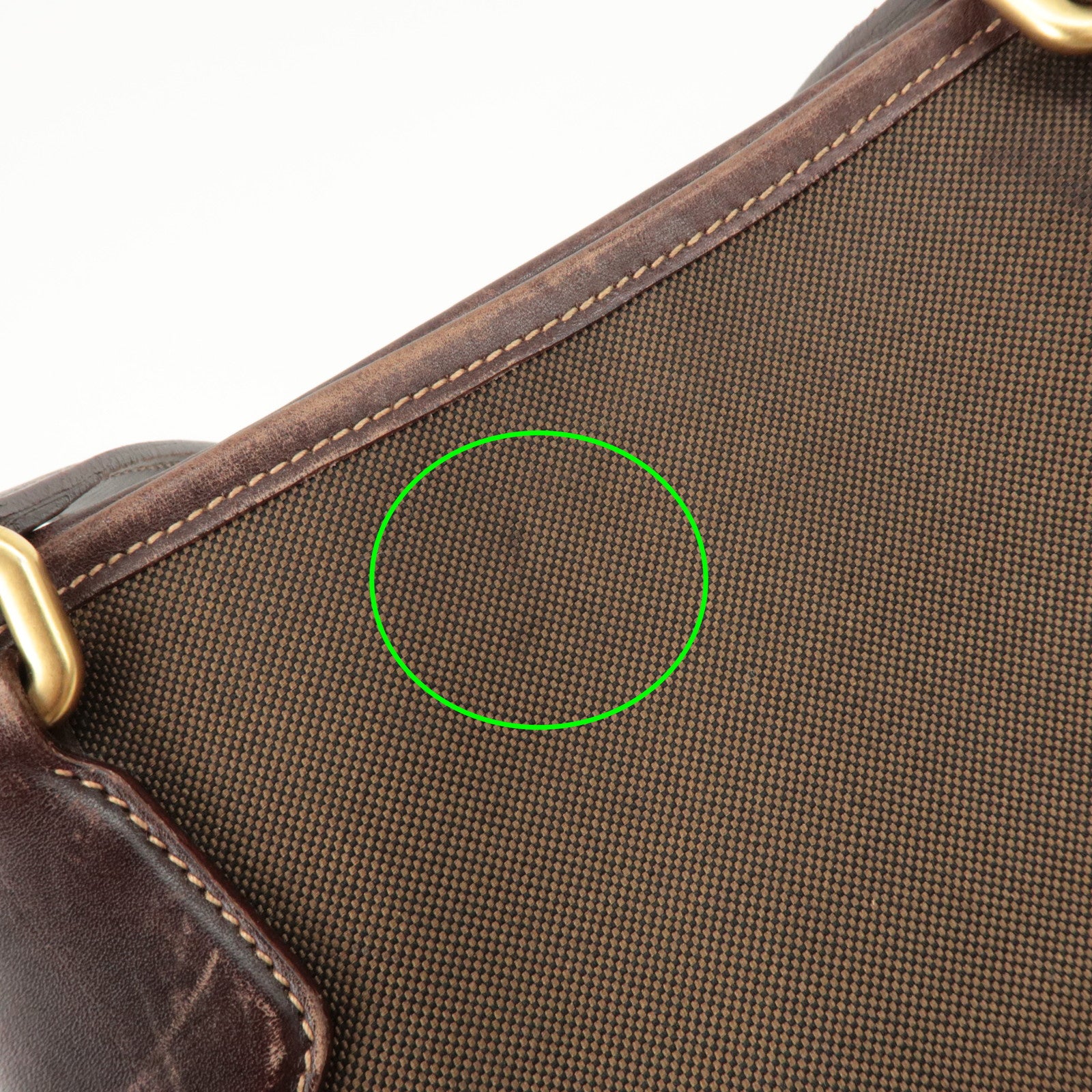 PRADA Triangle Logo Jacquard Leather 2Way Bag Tote Bag Brown Used