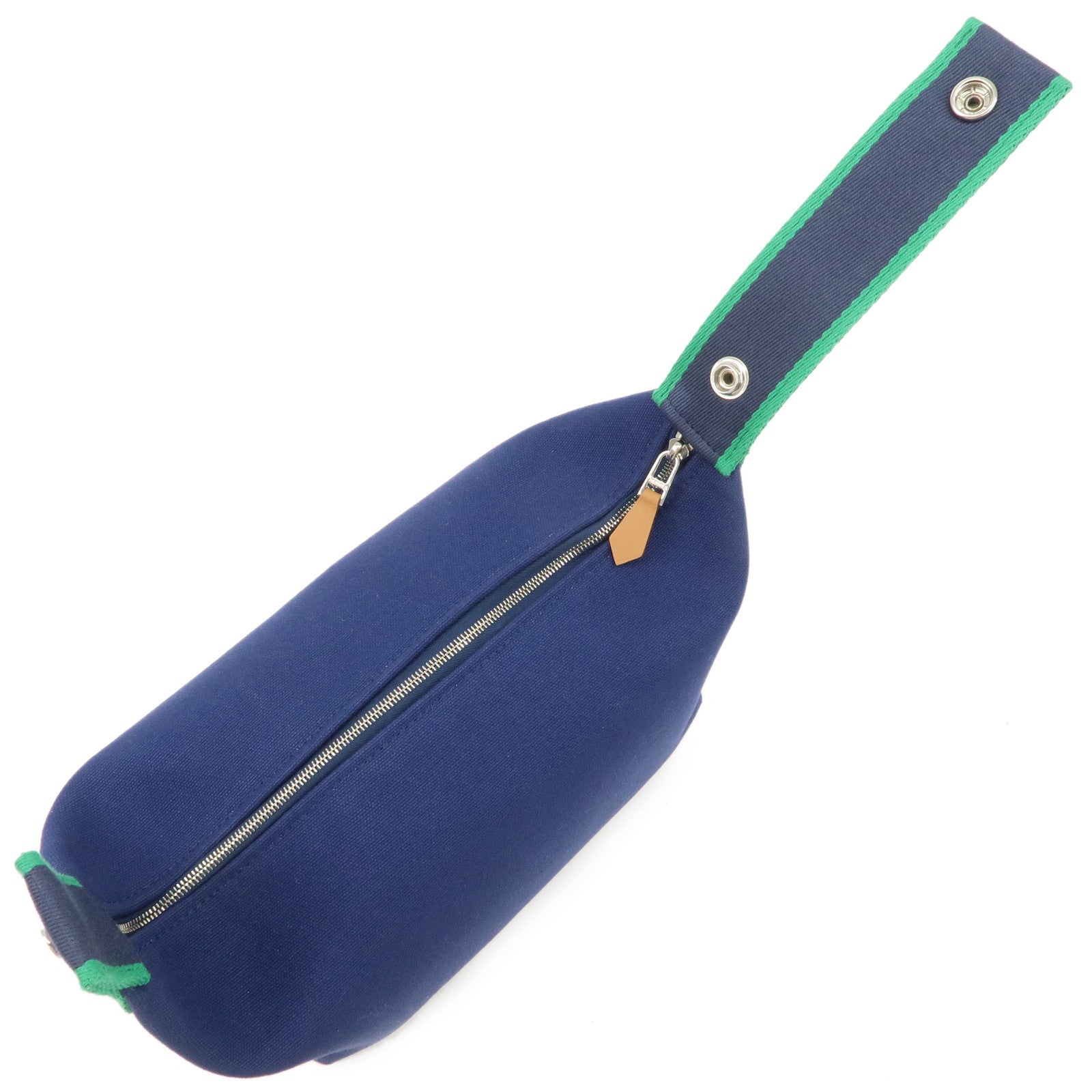 HERMES Canvas Bride A Brac PM Hand Bag Green Navy Used