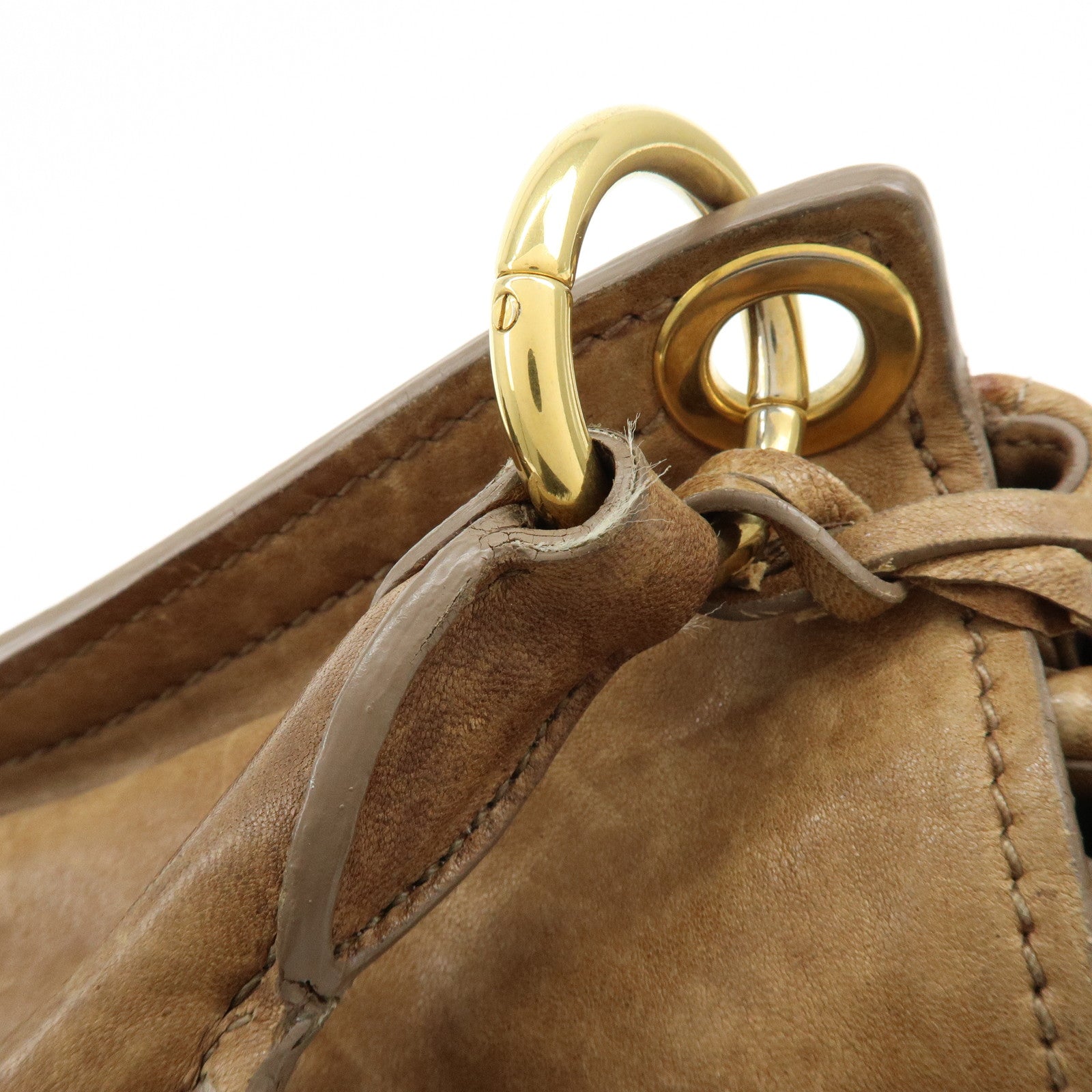 MIU MIU Matelasse Leather 2Way Bag Hand Bag Shoulder Bag Brown