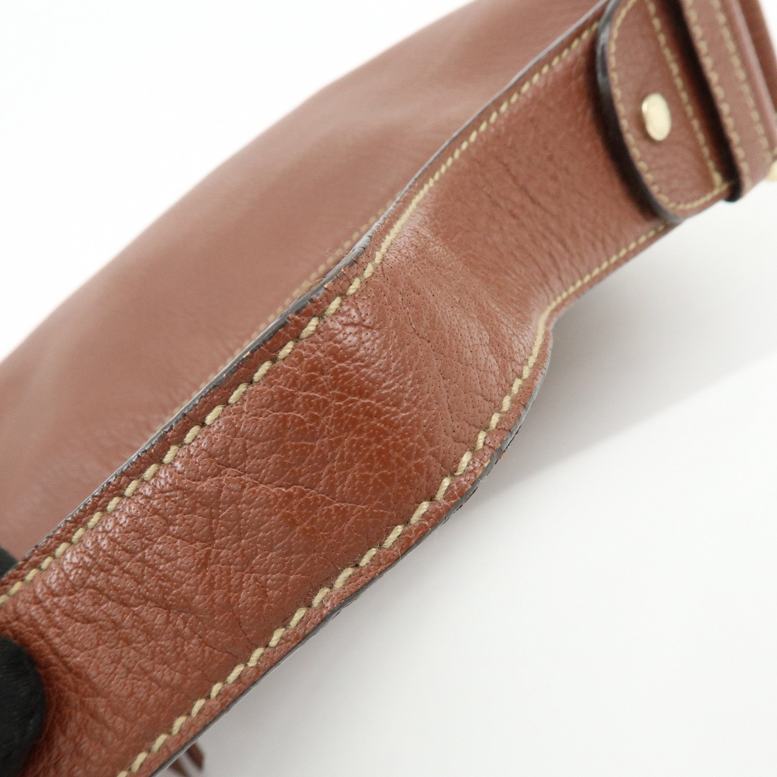 BVLGARI Leather Shoulder Bag Hand Bag Brown